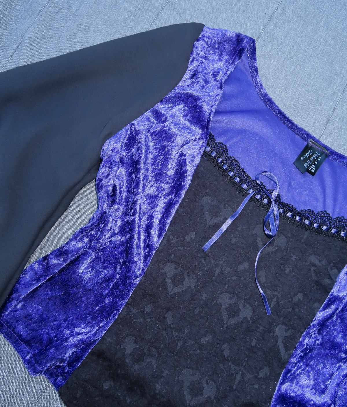 Lilith Top - Purple Velour with Black Brocade (size 18)
