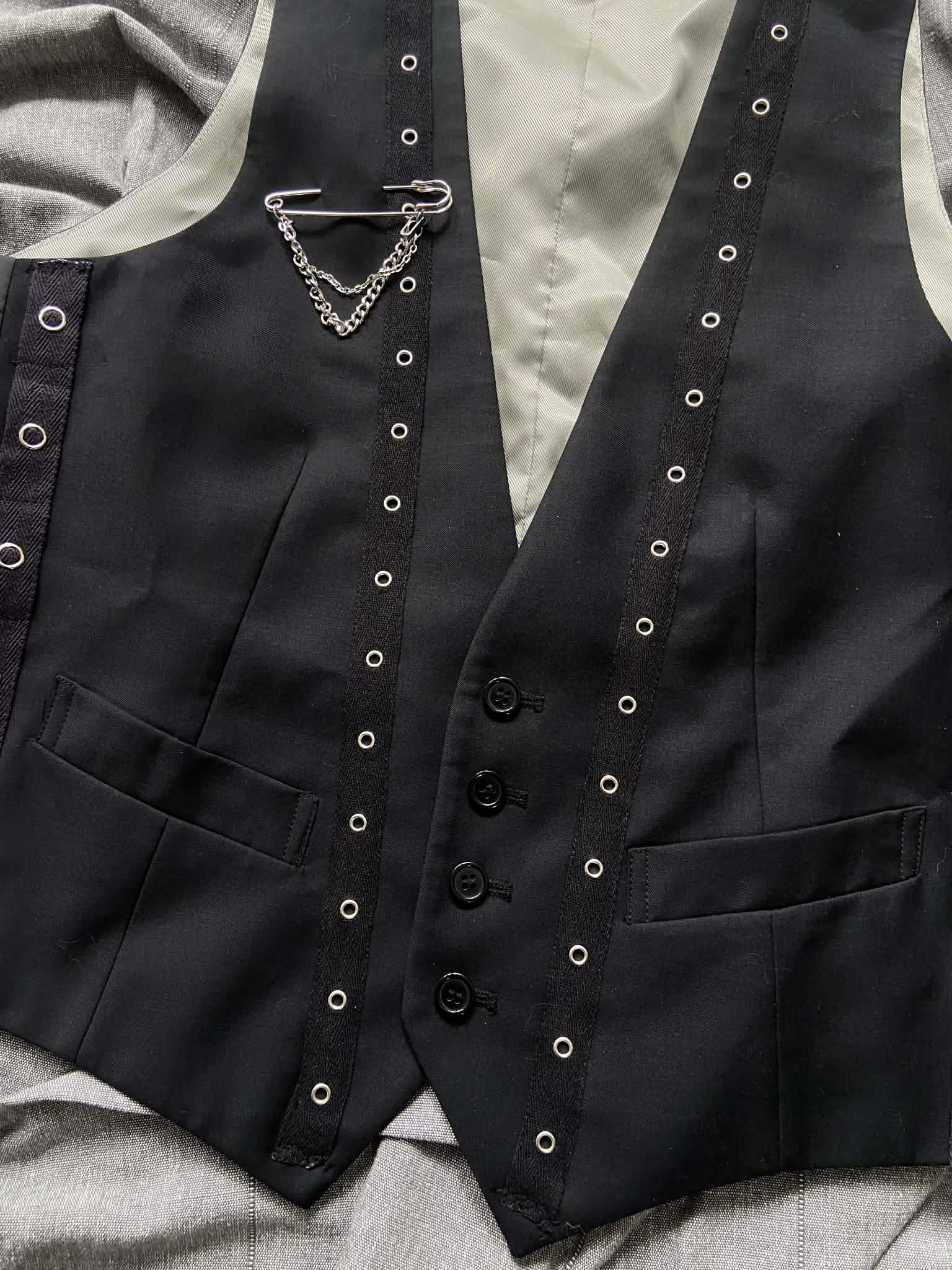 Revamped Black Eyelet Waistcoat (Size S-M)