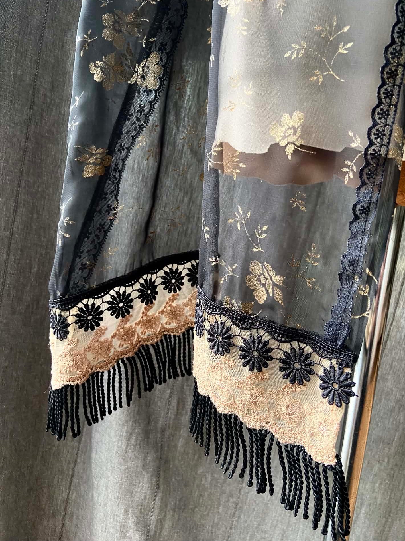 Capelet Shawl - Chiffon with Lace Trim