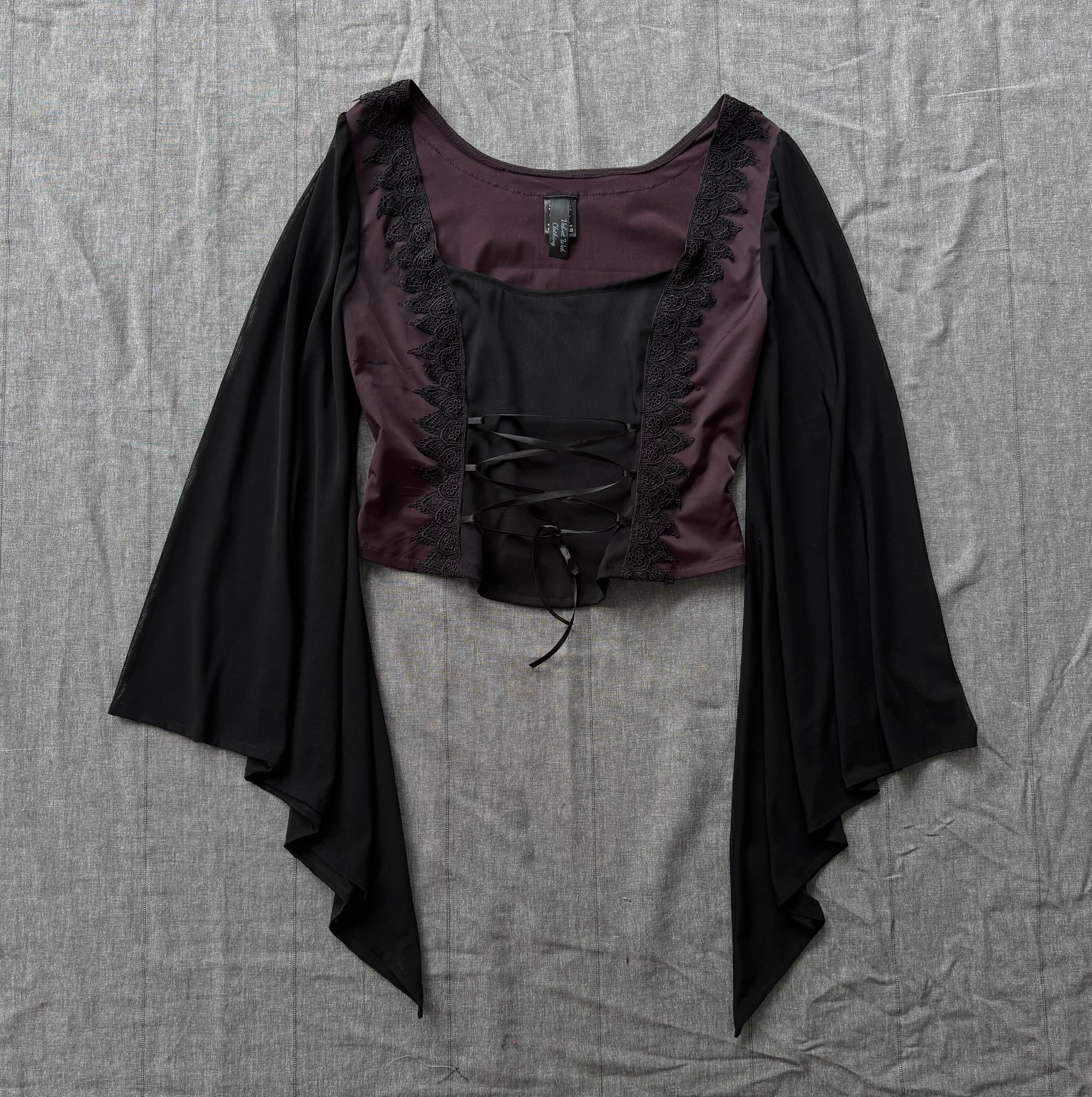 Lilith Top - Black Plum with Front Lacing (Size 10-12)