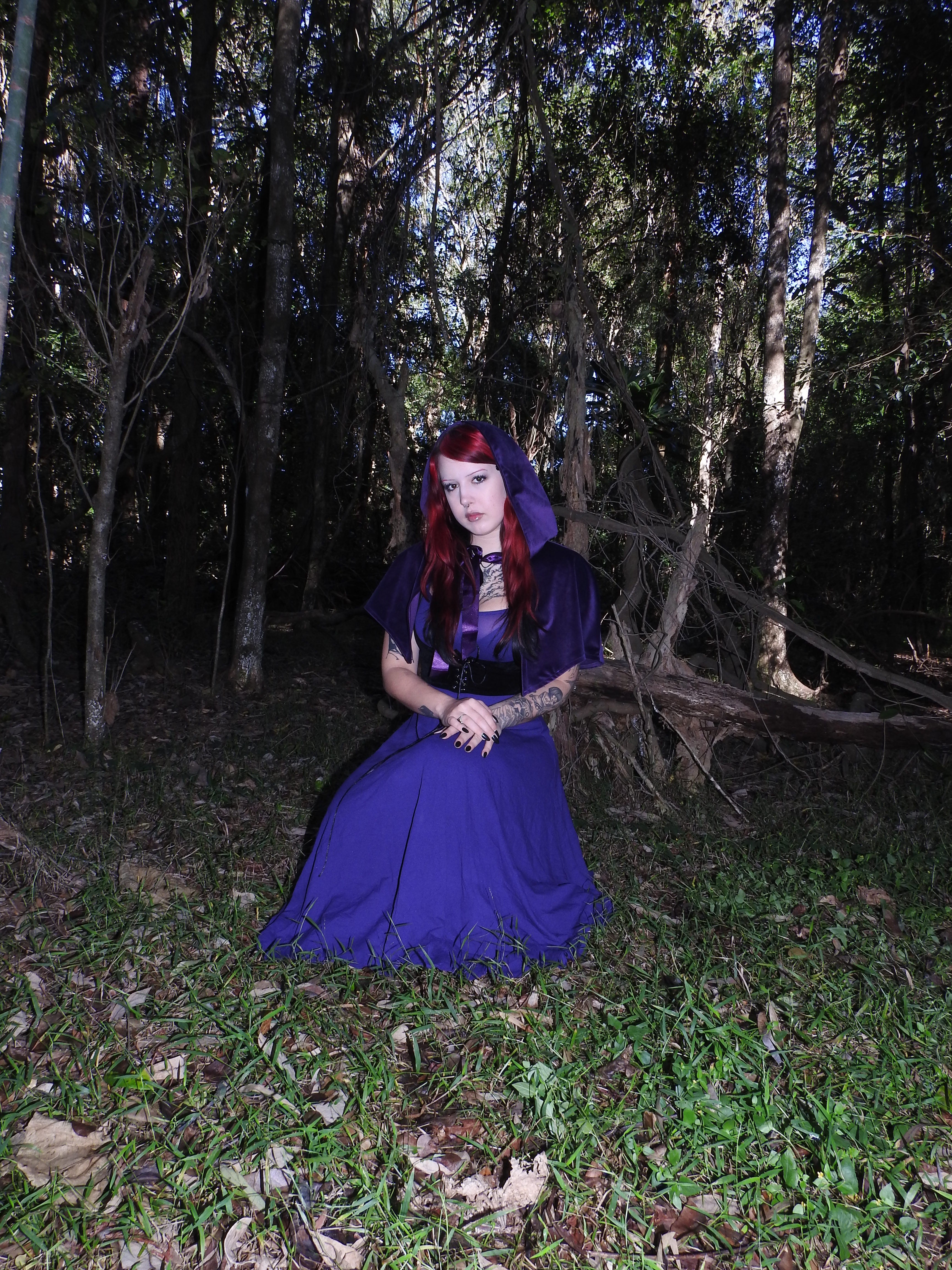 Purple Velvet Capelet with Hood