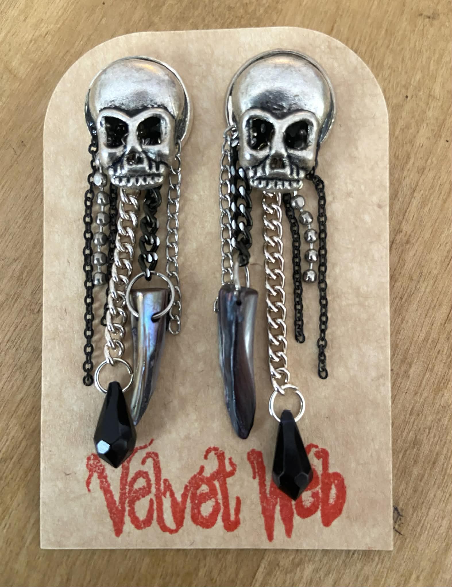 Skull and Chain Stud Earrings