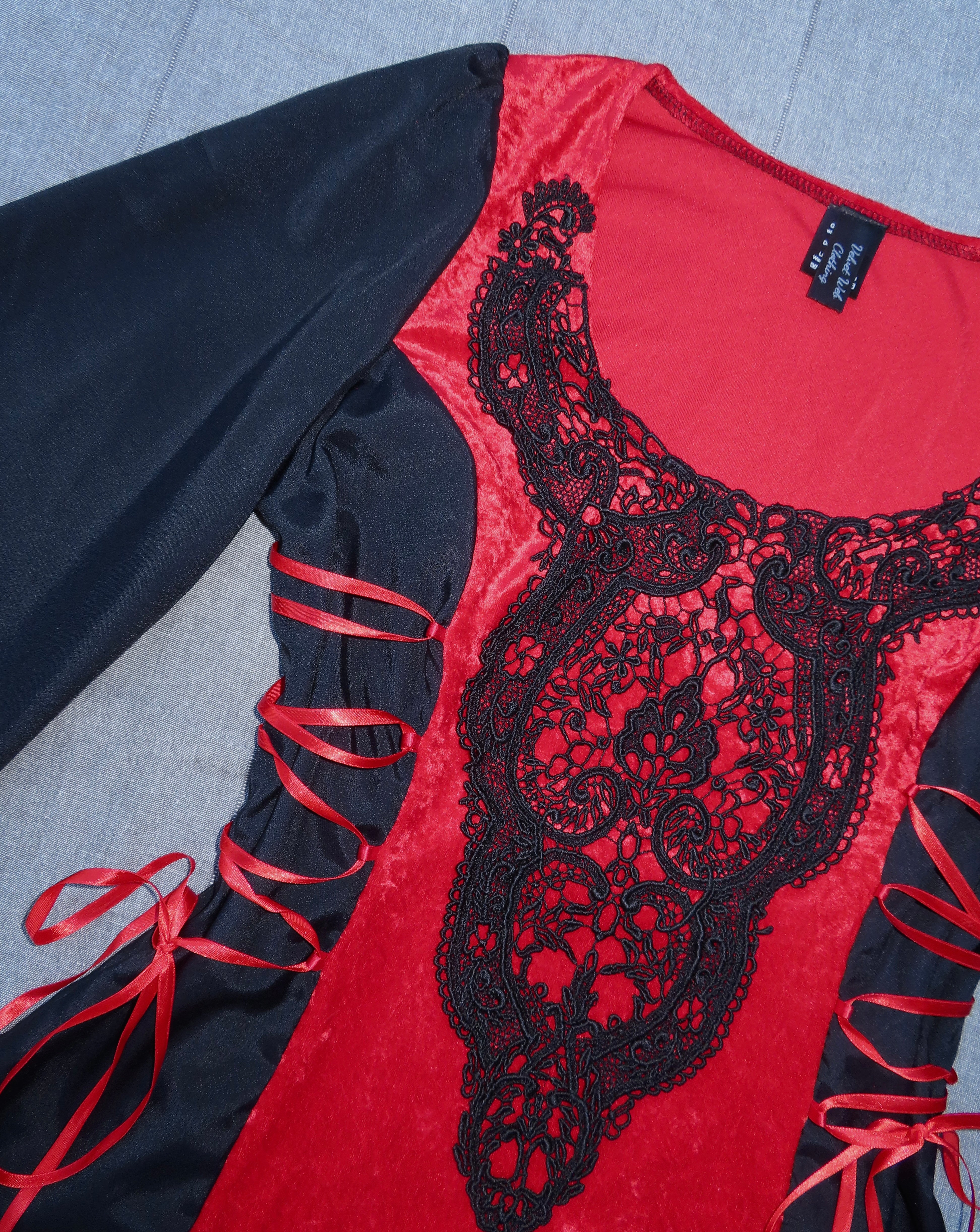 Lenore Dress - Red and Black with Side Lacing (size 12-14)