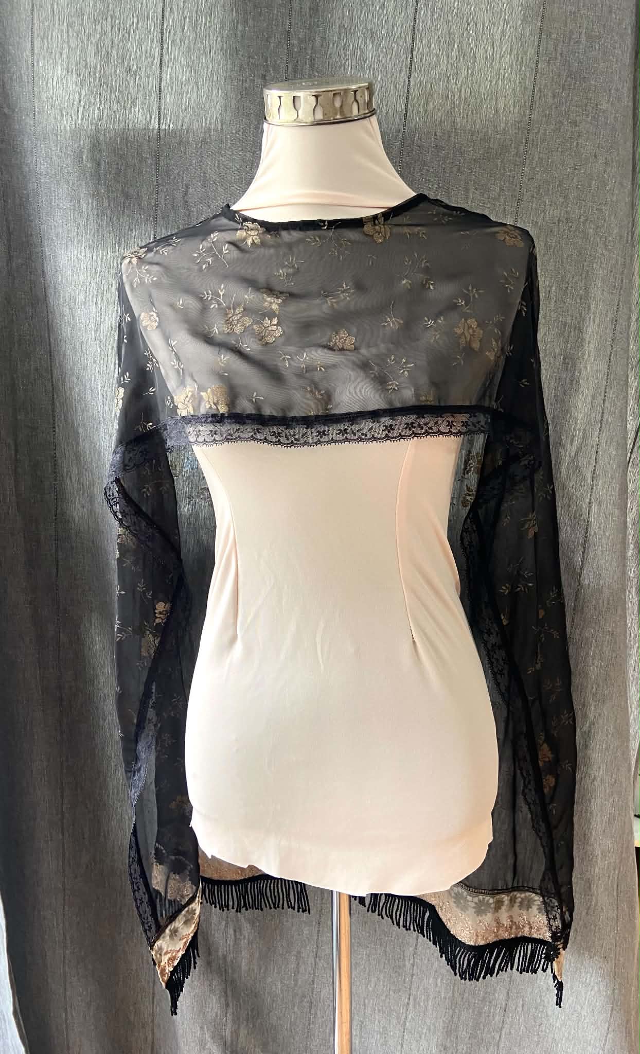 Capelet Shawl - Chiffon with Lace Trim