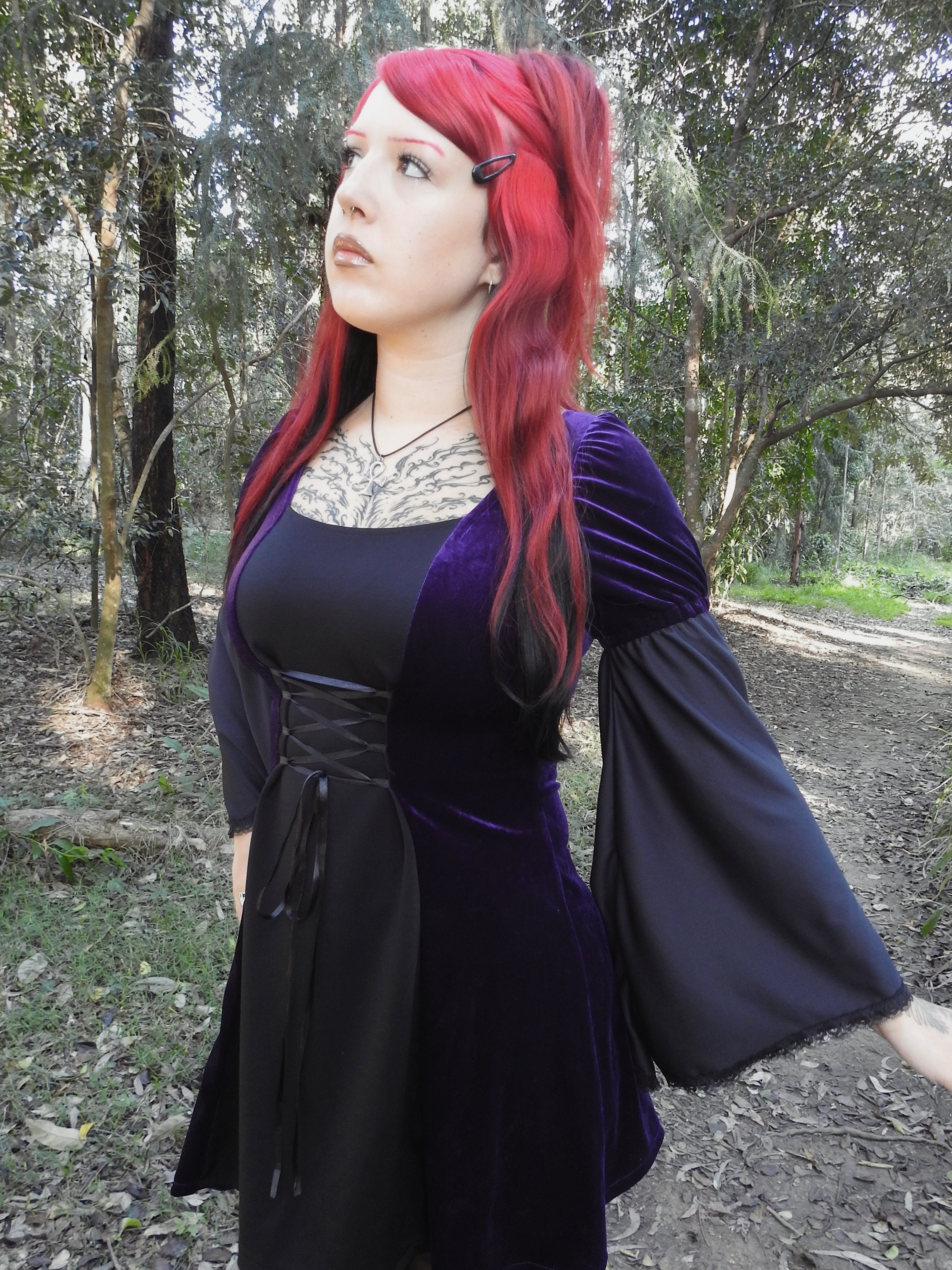 Cordelia Dress - Purple Velour with Lacing (Size 12)