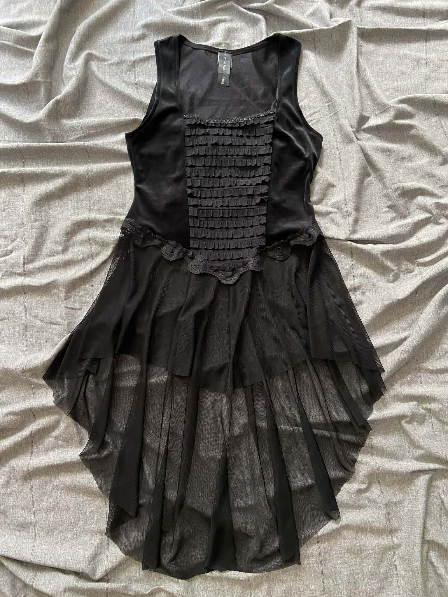 Lilith top - Black with Long Mesh Peplum (Size 10-12)