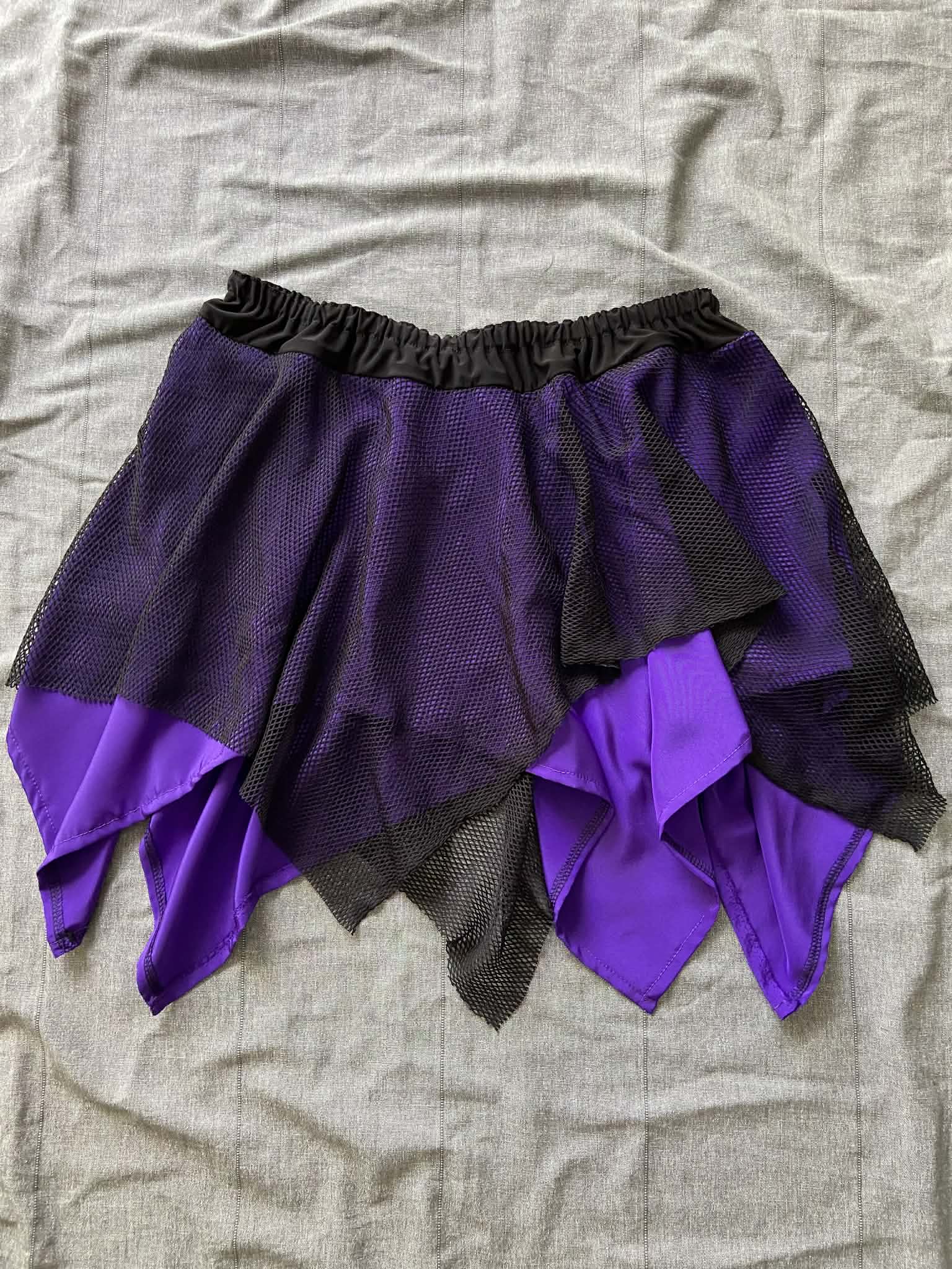 Twyla Hanky Hem Skirt - Purple/Black Mesh (18-20)