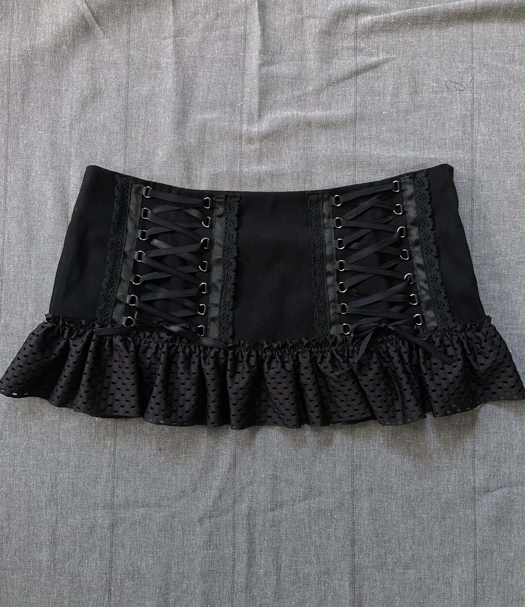 Mini Skirt - Black with Lacing (size 14)