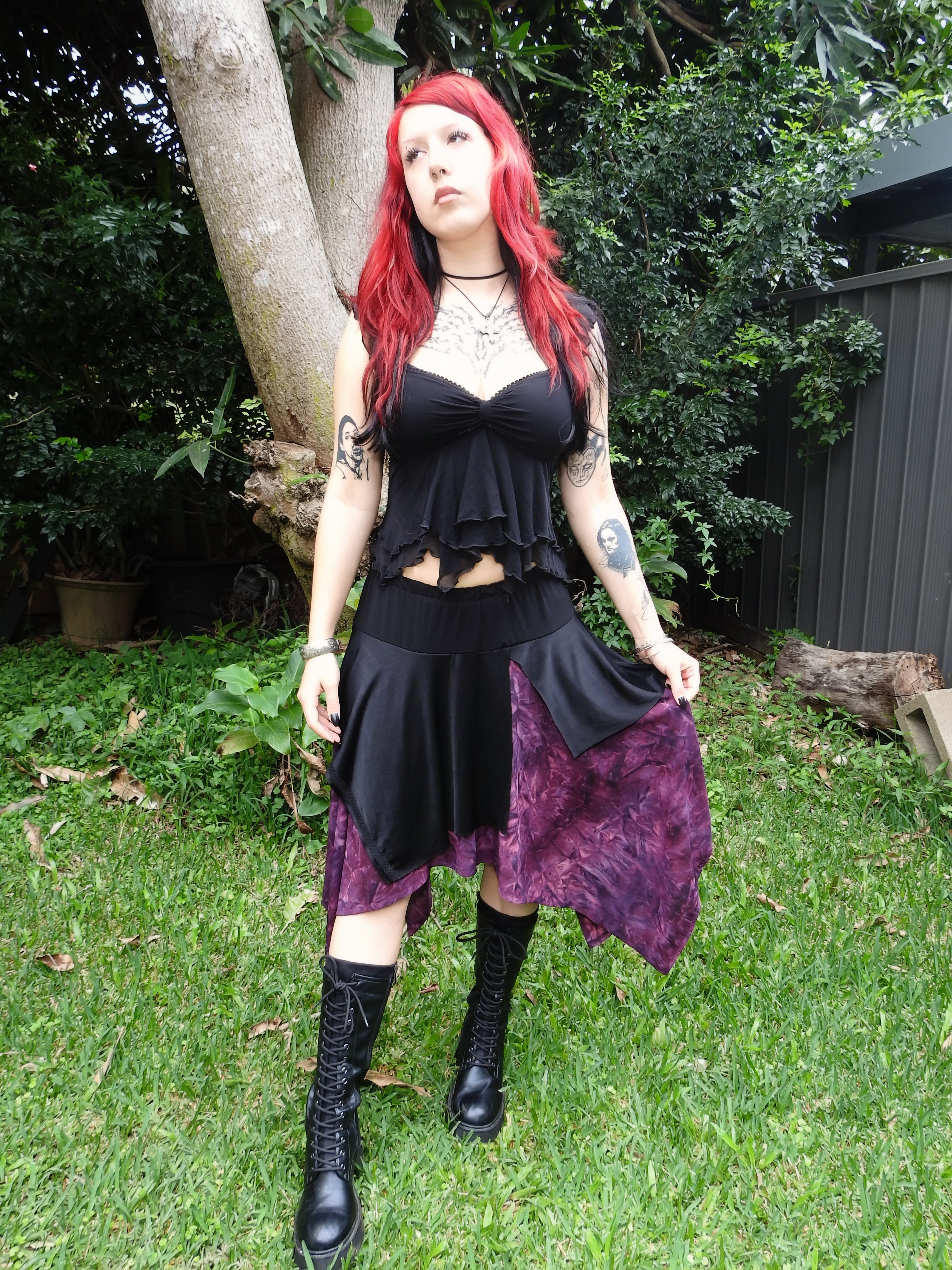 Twyla Skirt - Purple and Black Hanky Hem (size 14-16)