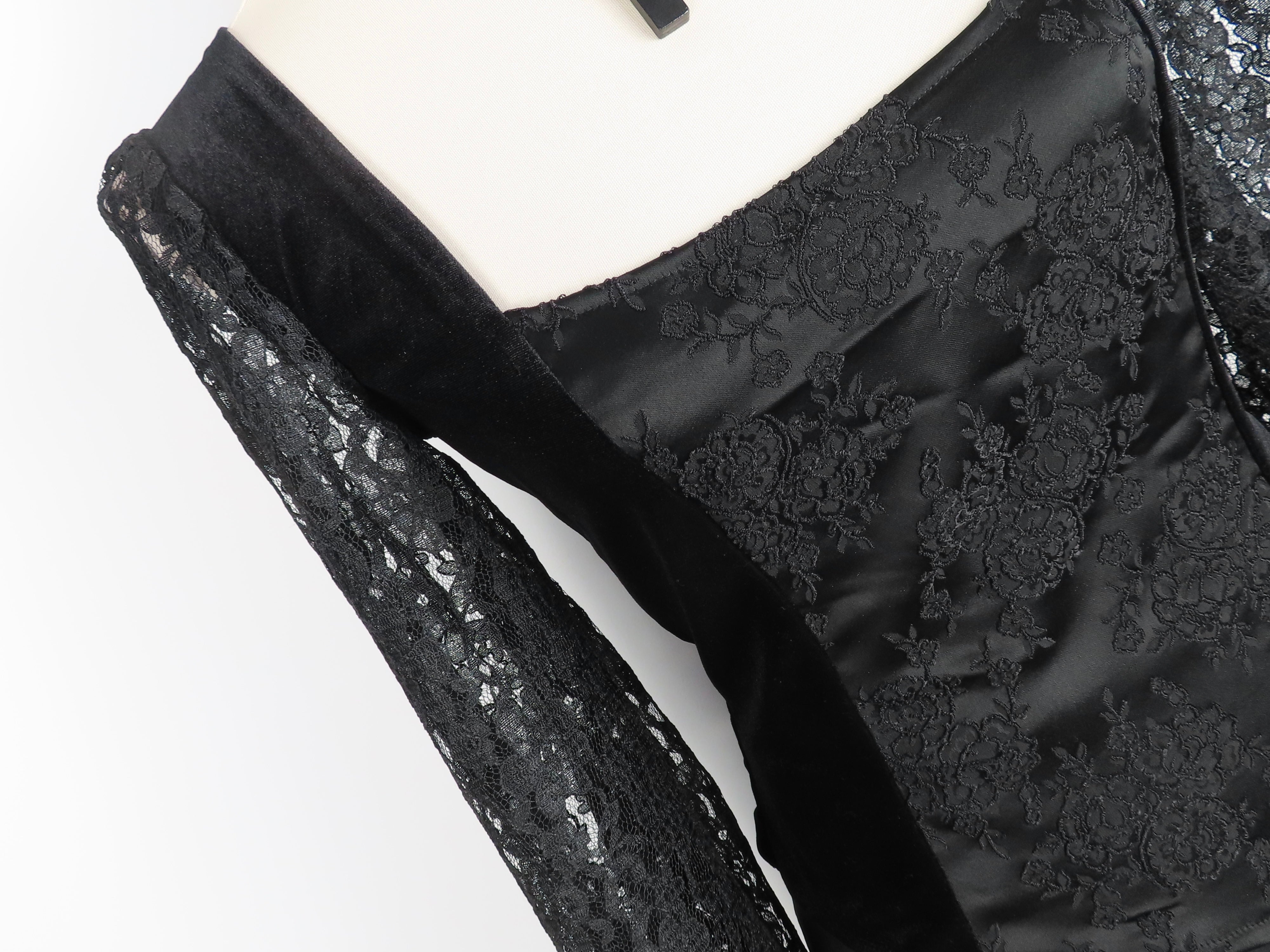 Lilith Top - Black Velour with Lace Bell Sleeve (Size 10)