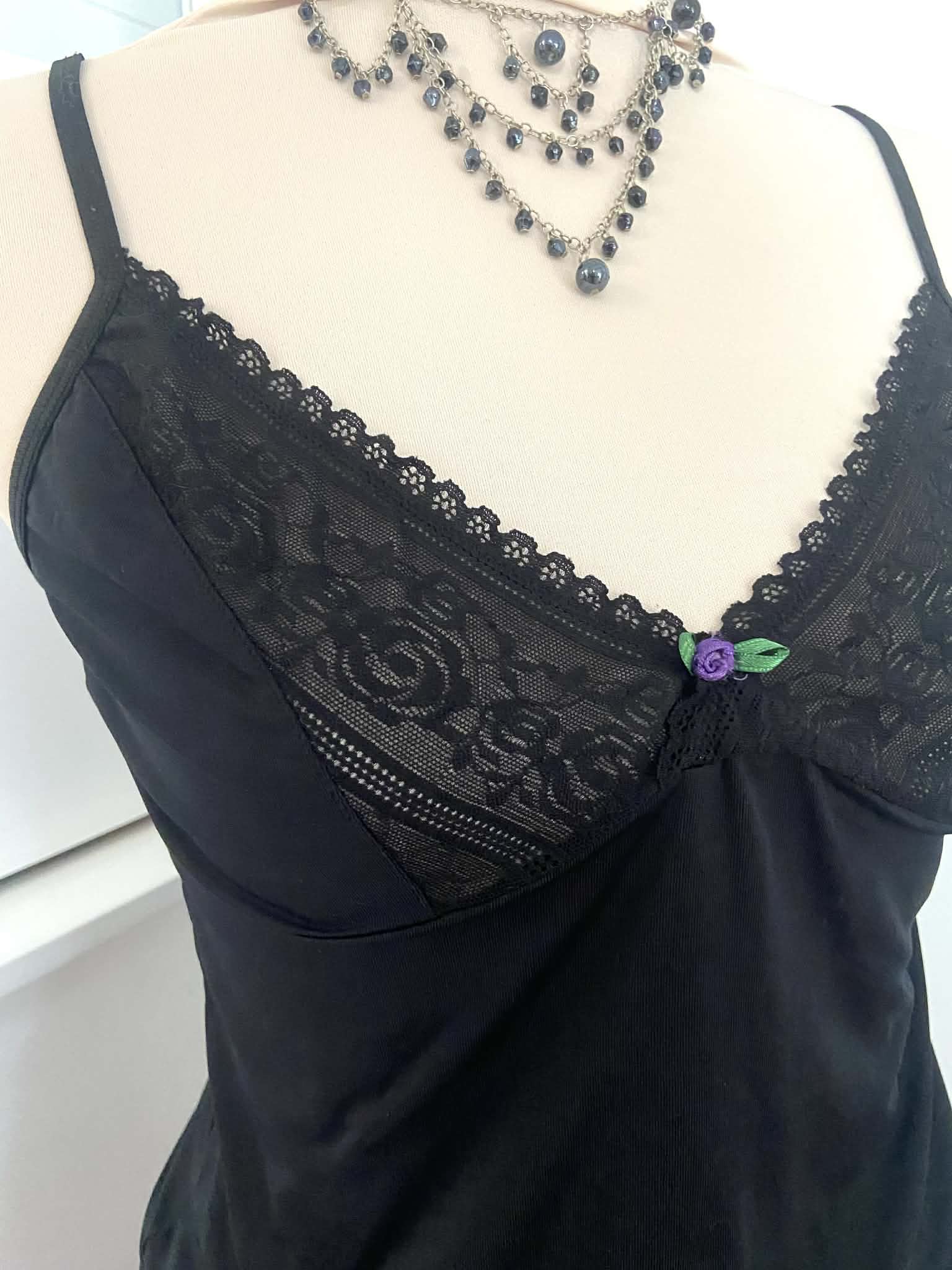 Vintage Lace Trimmed Cami Top (Size 10-12)