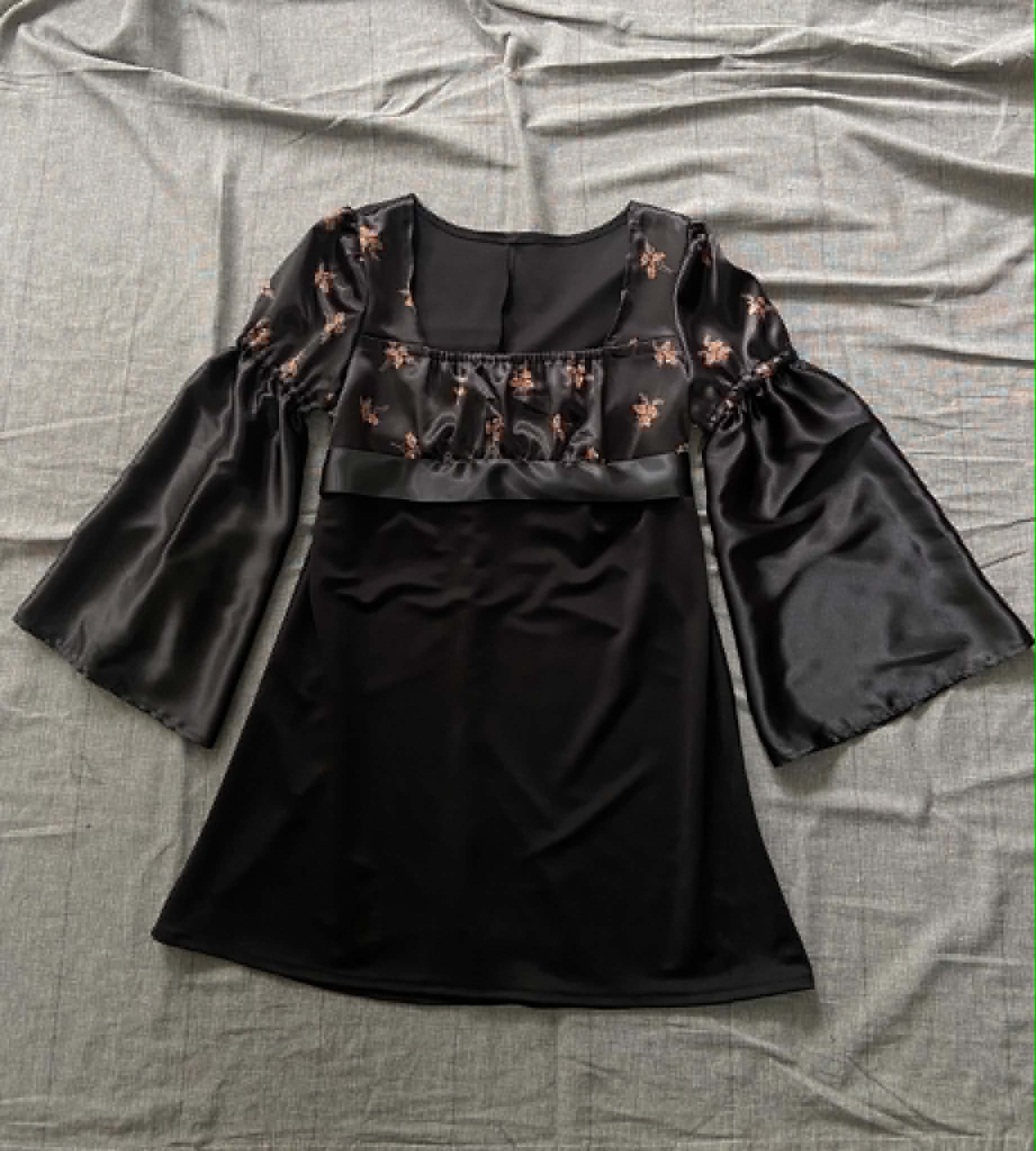 Adeline Dress - Black Satin (size 18)