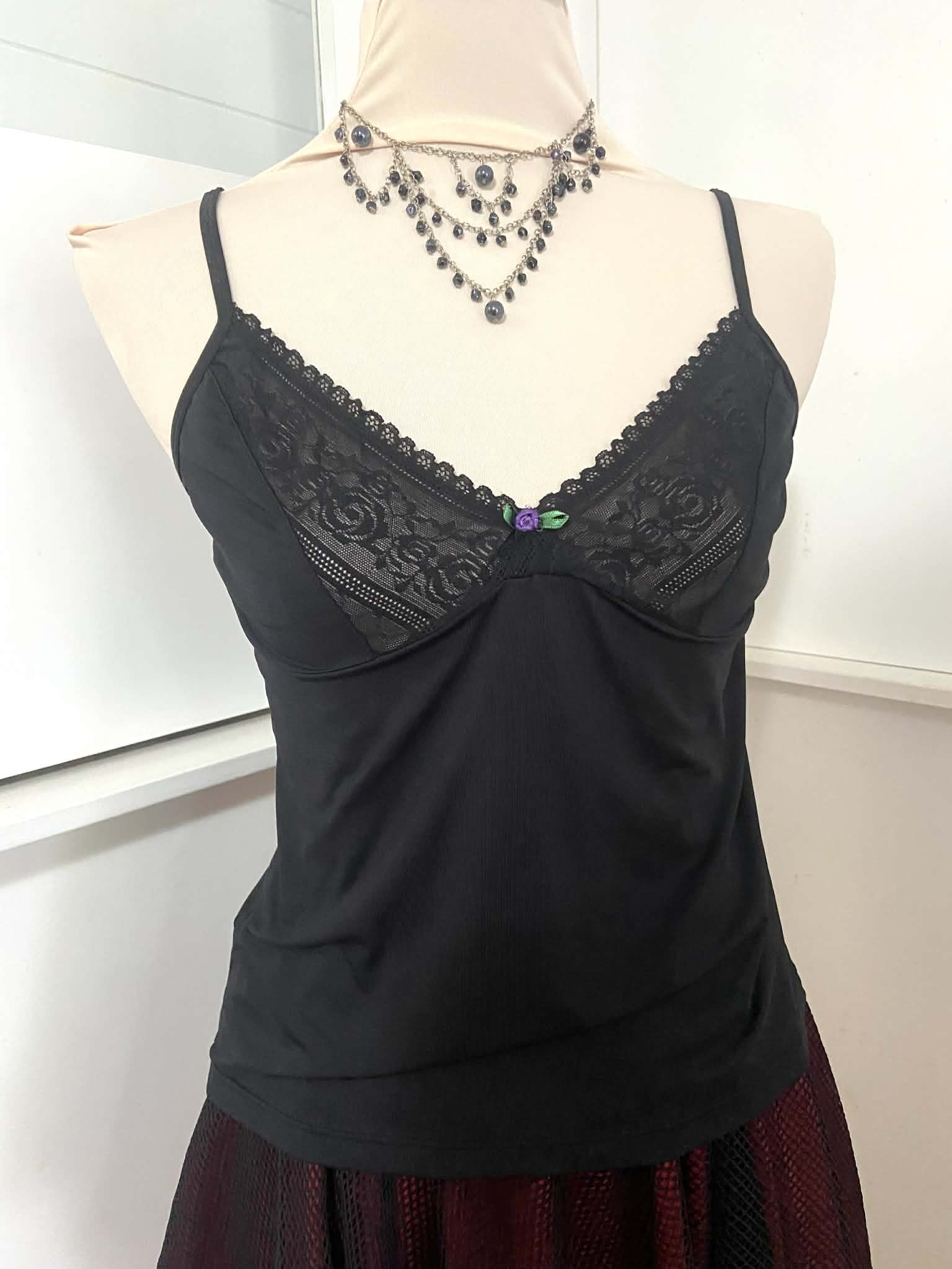 Vintage Lace Trimmed Cami Top (Size 10-12)