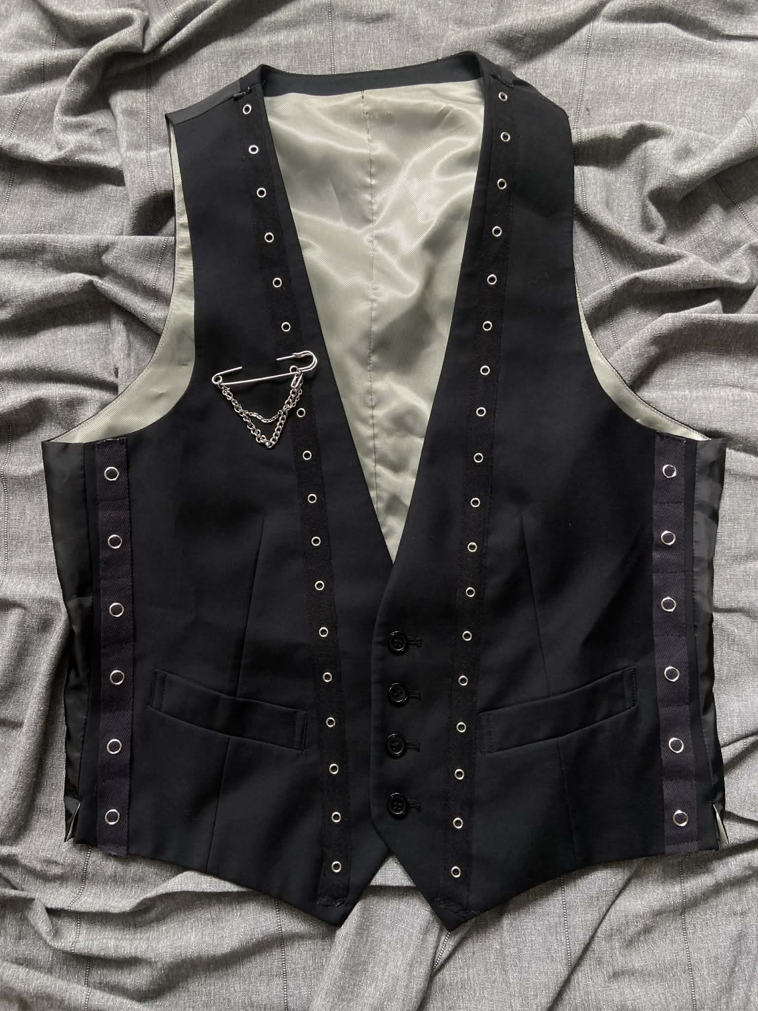 Revamped Black Eyelet Waistcoat (Size S-M)
