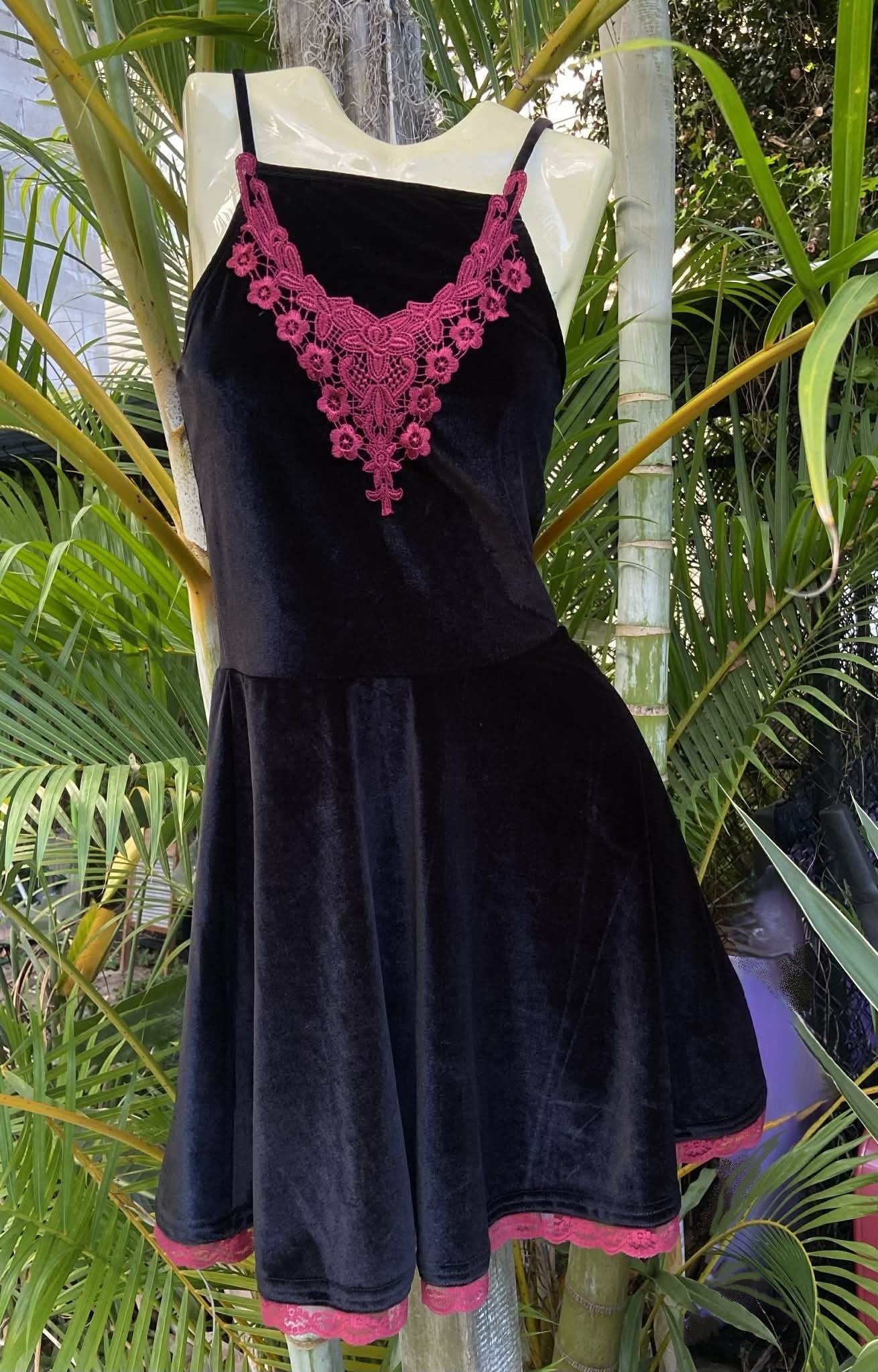 Revamped - Velour Skater Dress with Guipure Lace (6-8)