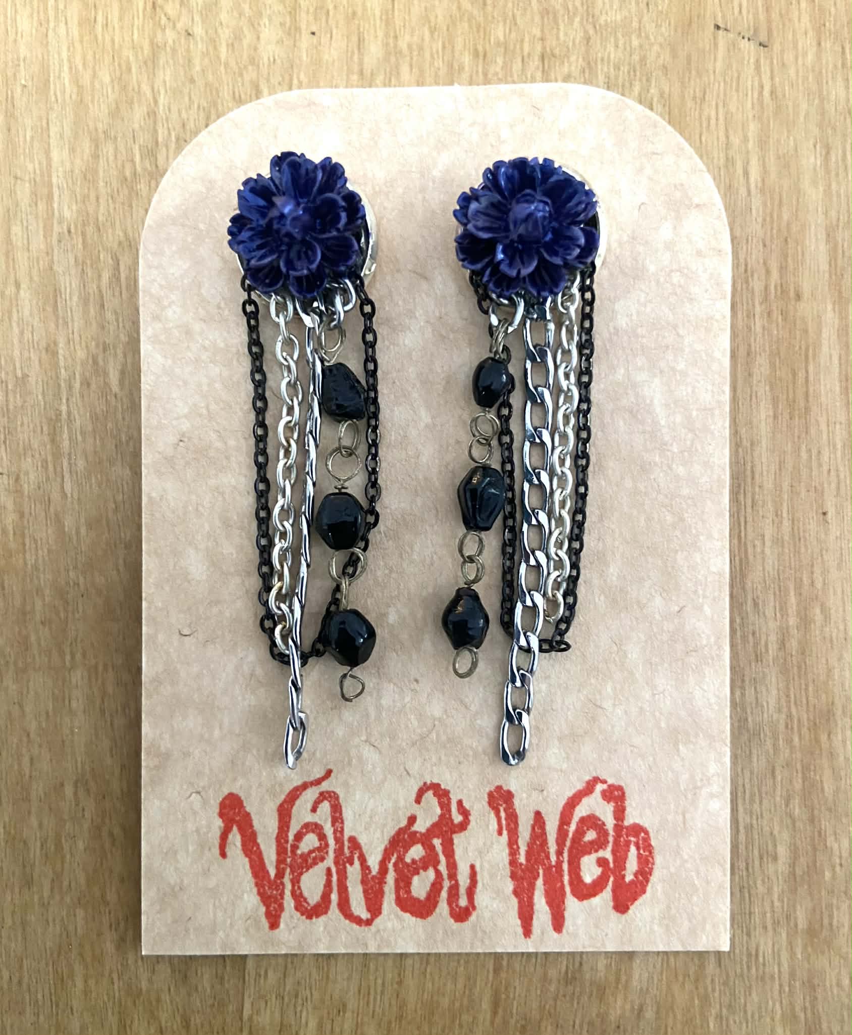Flower and Chain Stud Earrings
