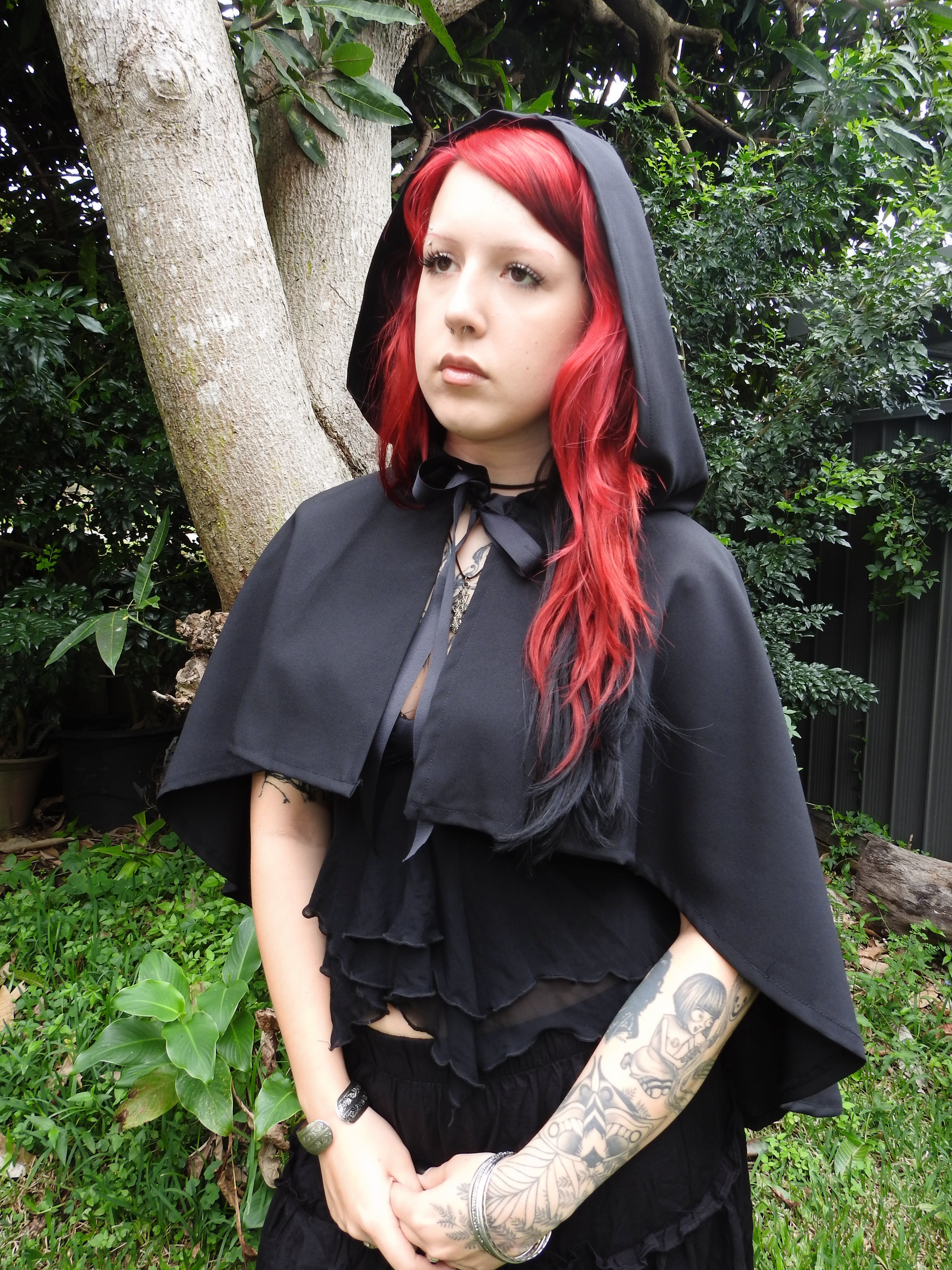 Black Capelet with Hood