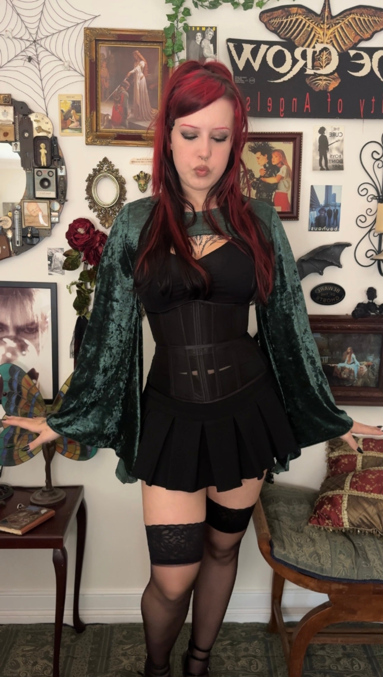 Lucinda Bolero Top - Green Crushed Velour (M-L)