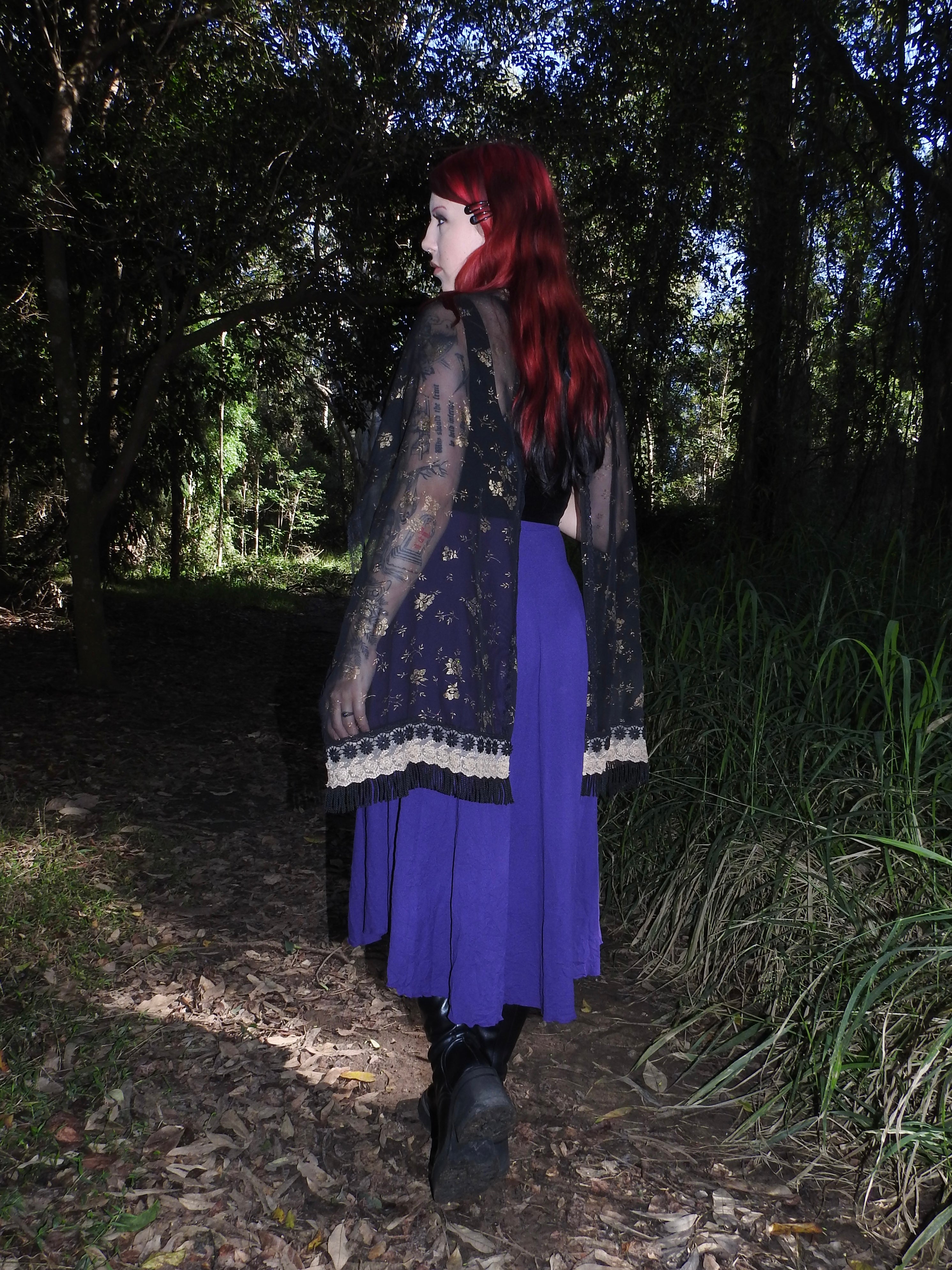 Capelet Shawl - Chiffon with Lace Trim