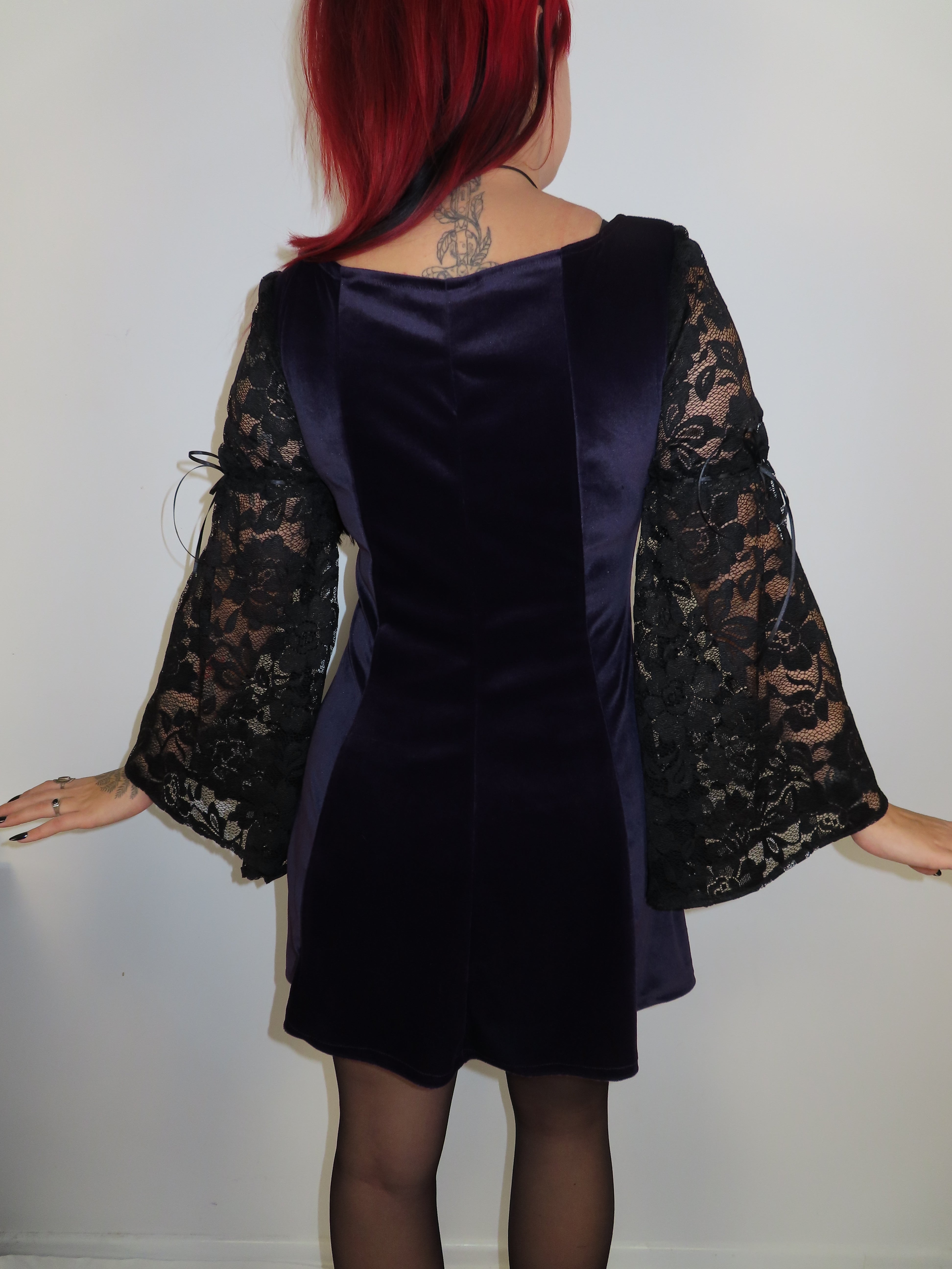 Cordelia Dress - Purple Velour with Lacing (Size 16)