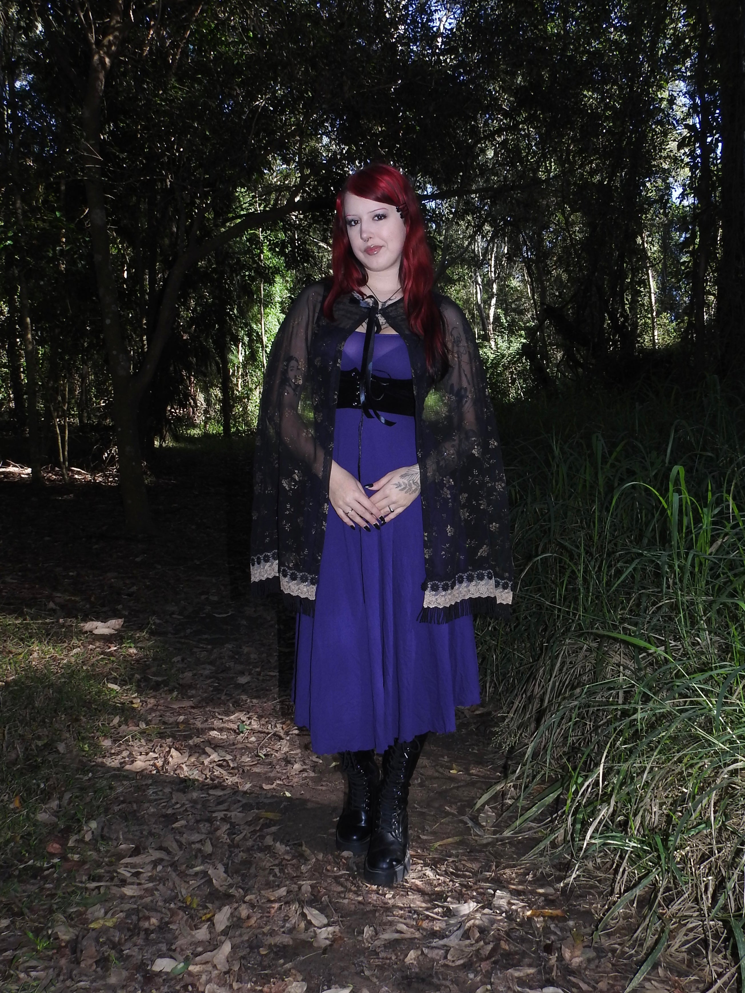 Capelet Shawl - Chiffon with Lace Trim