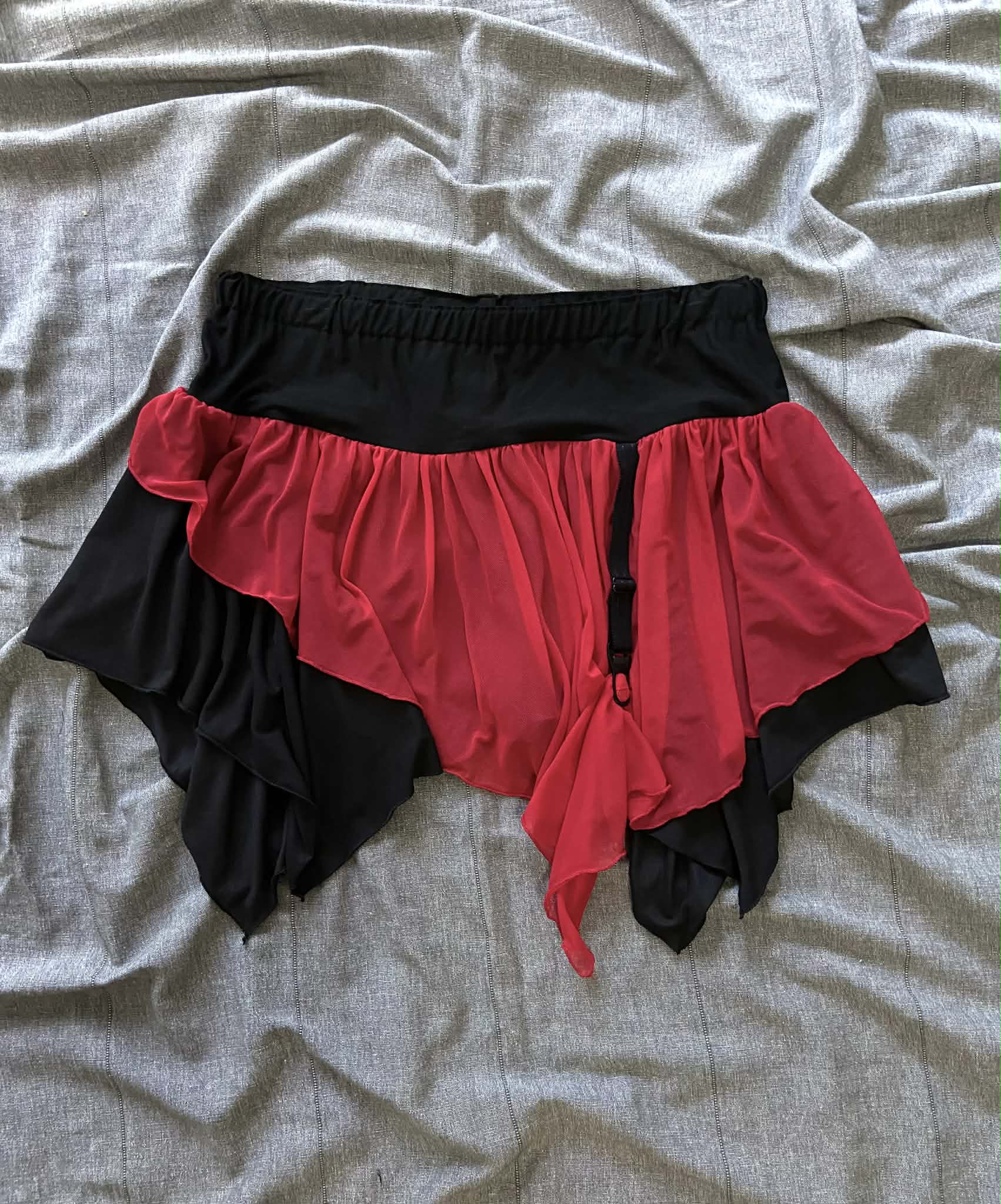 Nyx Hanky Hem Mini Skirt - Black/Red (Size 12-14)