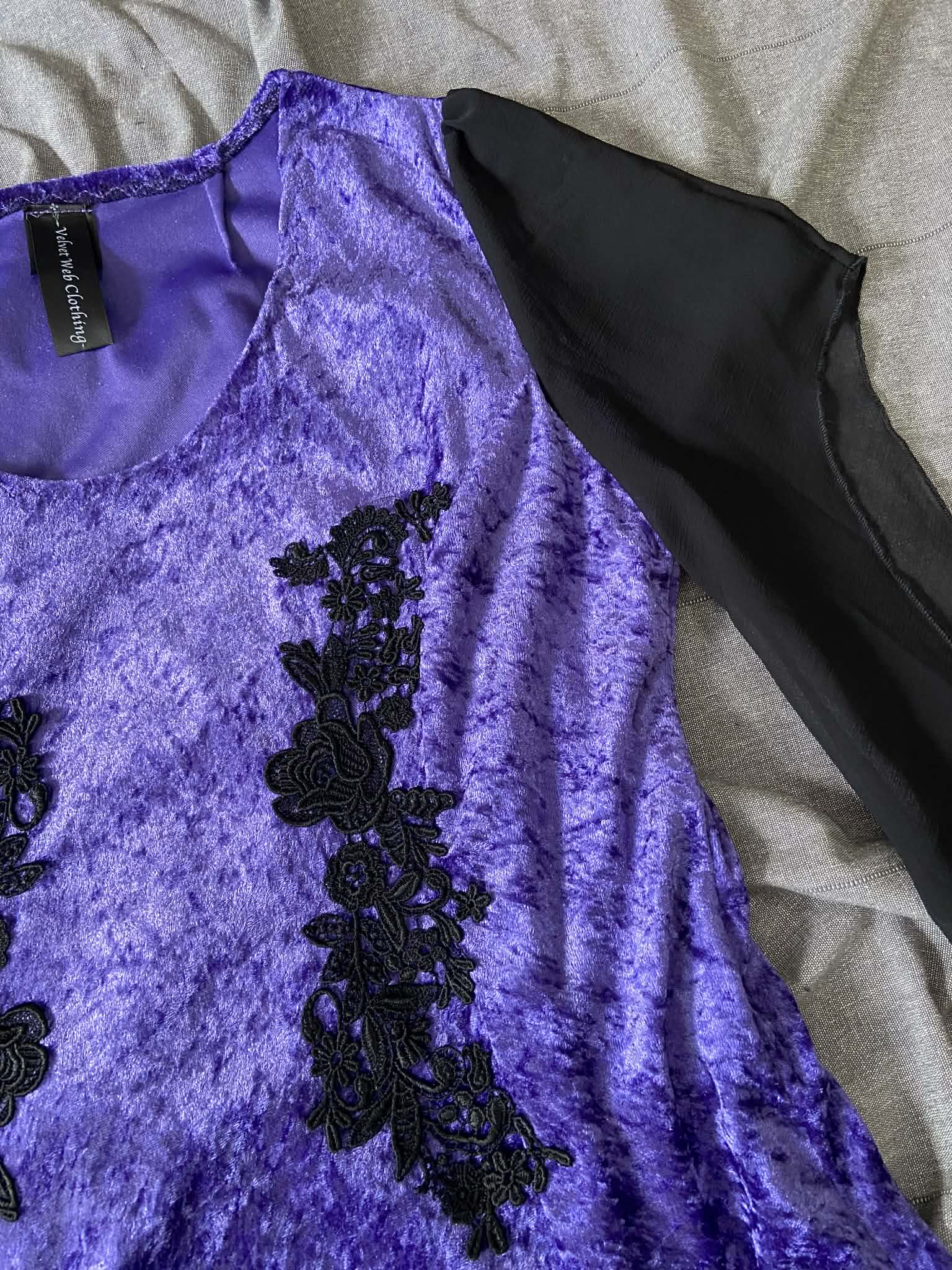 Lenore Dress - Purple with Black Lace Trim (18-20)