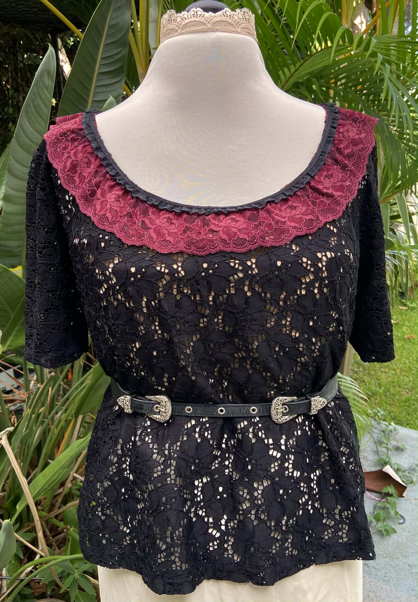 Revamped - Lace Top with Frill Trim (Size 16)
