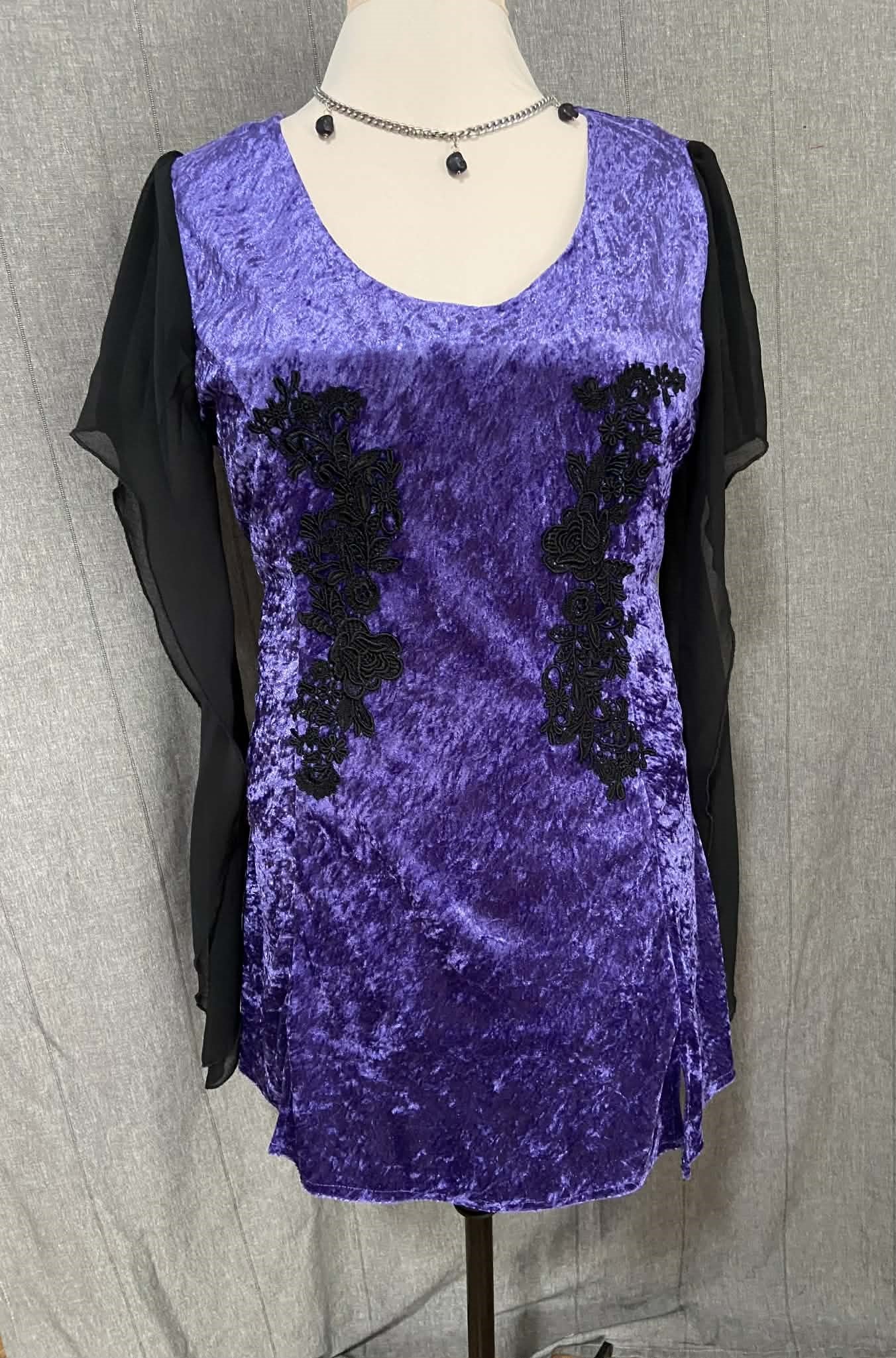 Lenore Dress - Purple with Black Lace Trim (18-20)