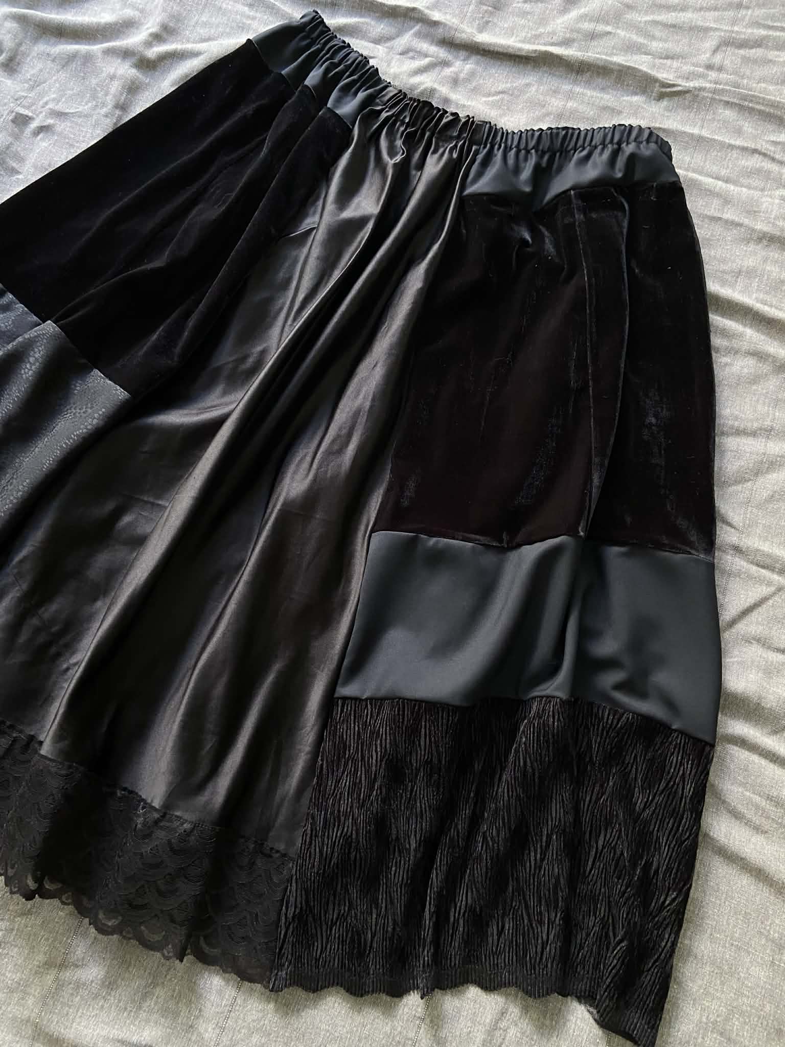 Black Patchwork Panel Skirt (18)