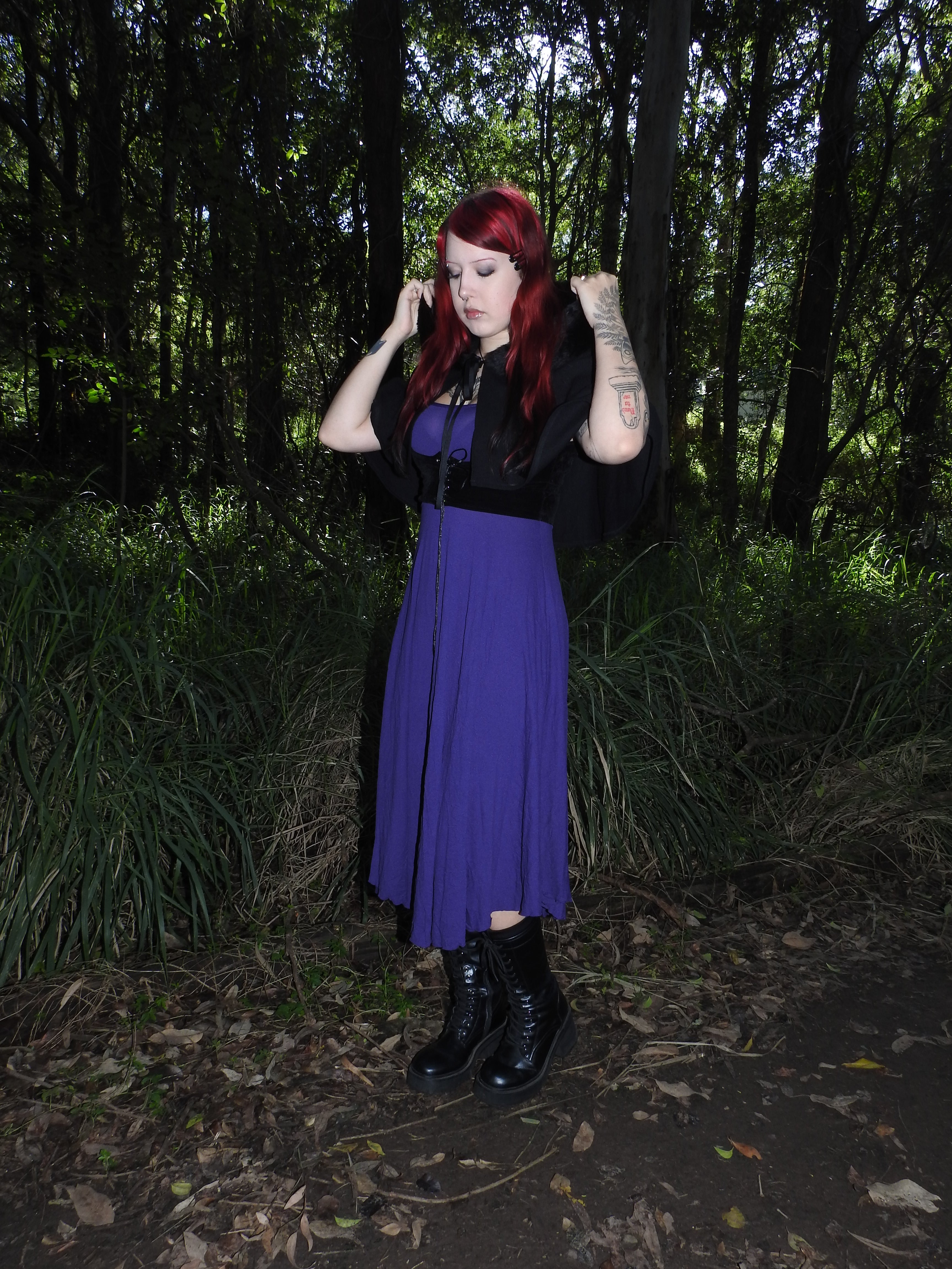 Black Capelet with Faux Fur Trim Hood