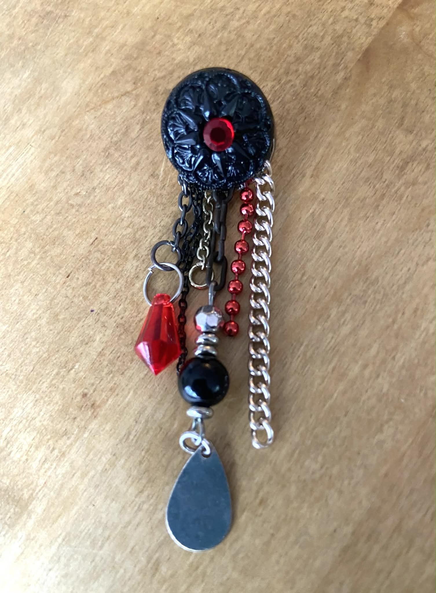 Black and Red Single Stud Earring