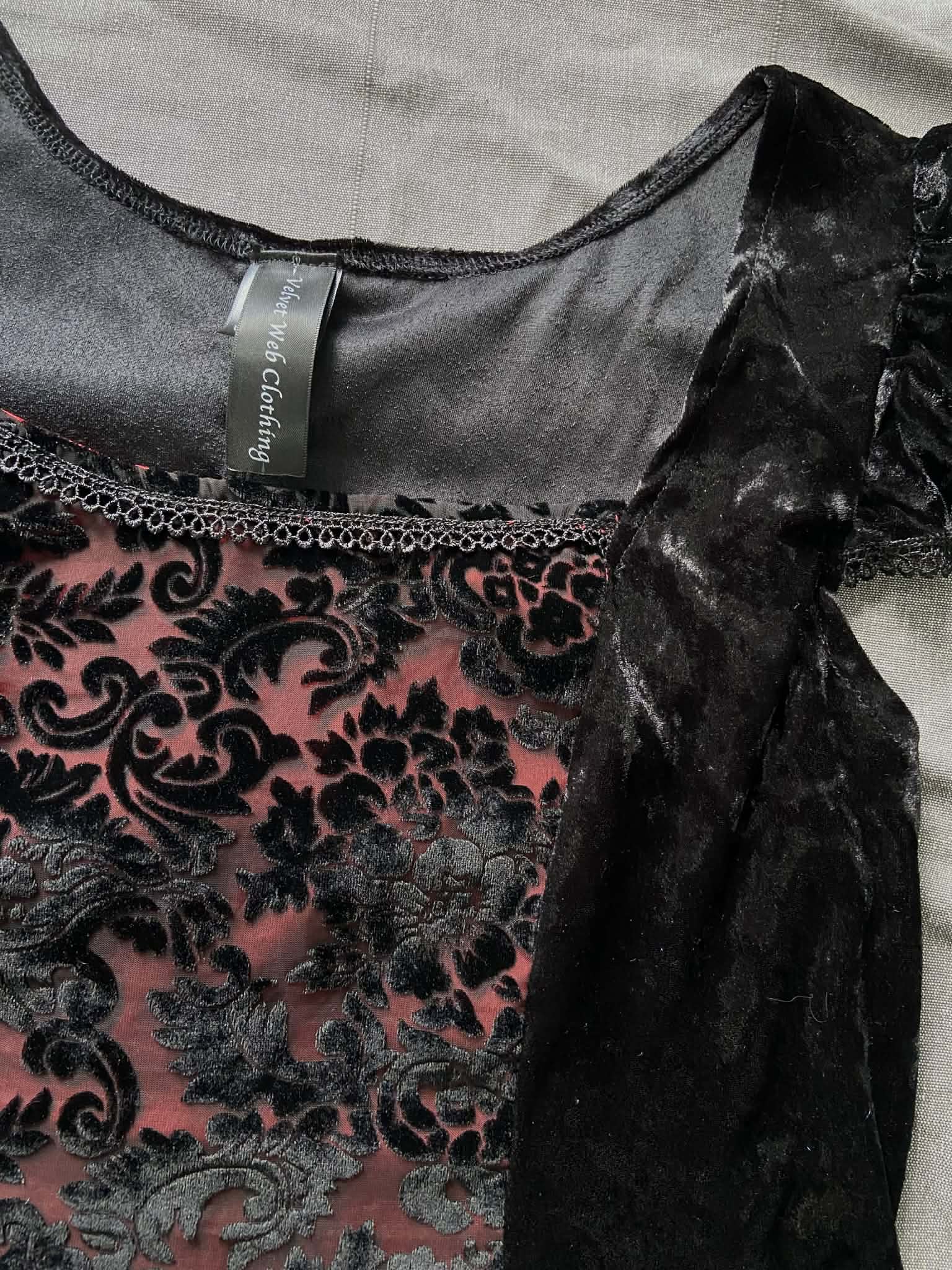 Lilith top - Black with Devore (14-16)