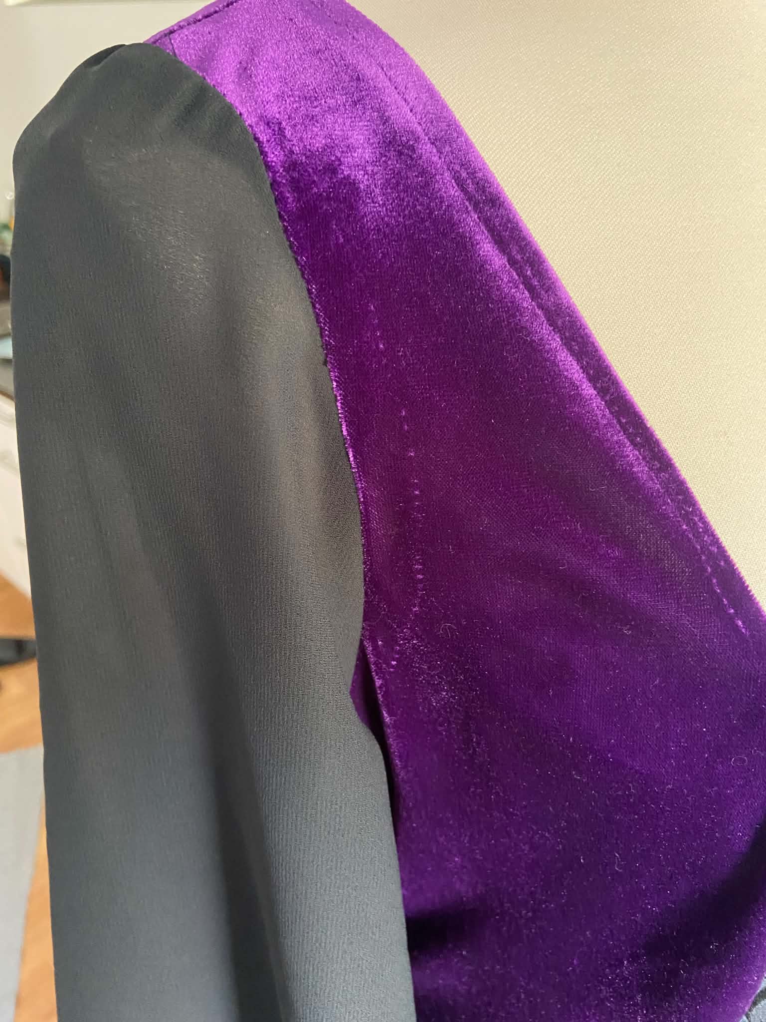 Cordelia Dress - Purple Velour with Black Brocade (Size 14-16)
