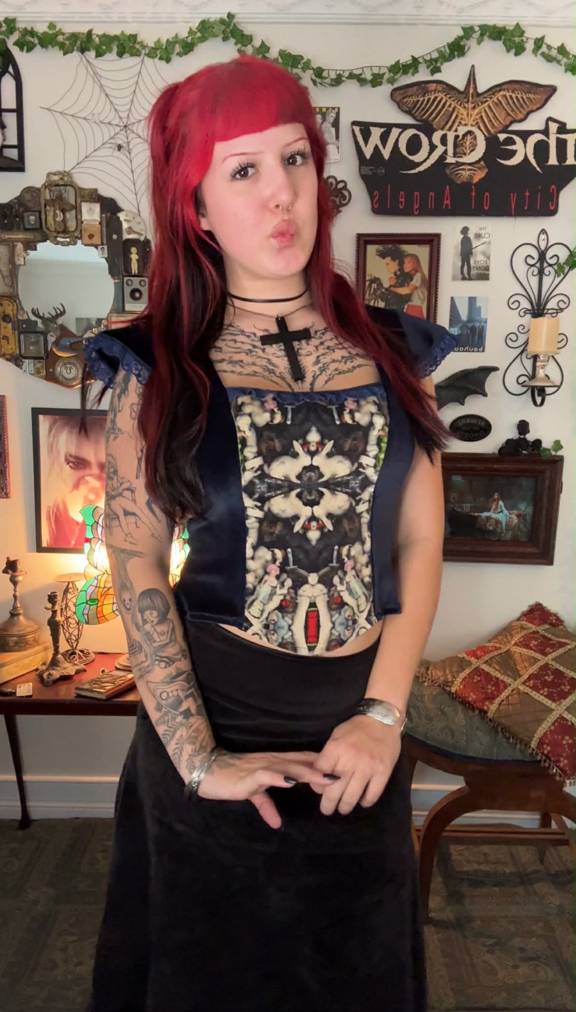 Lilith top - Midnight Blue with Oddity Print (12)