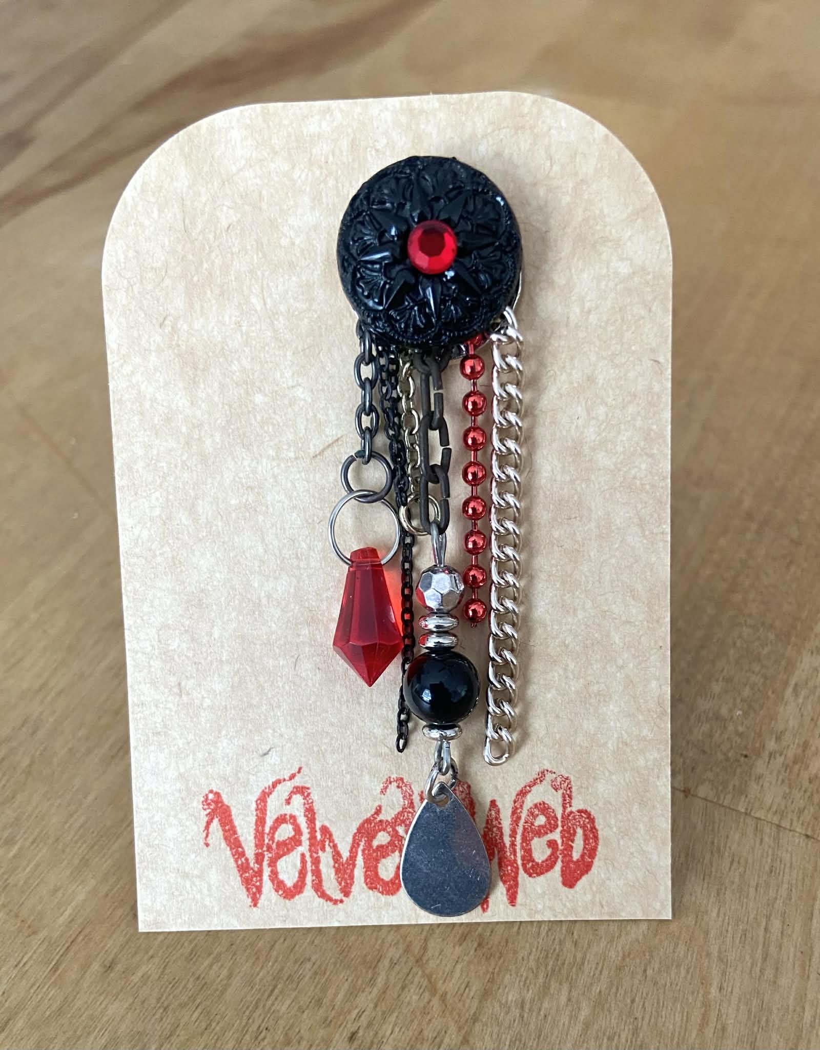 Black and Red Single Stud Earring