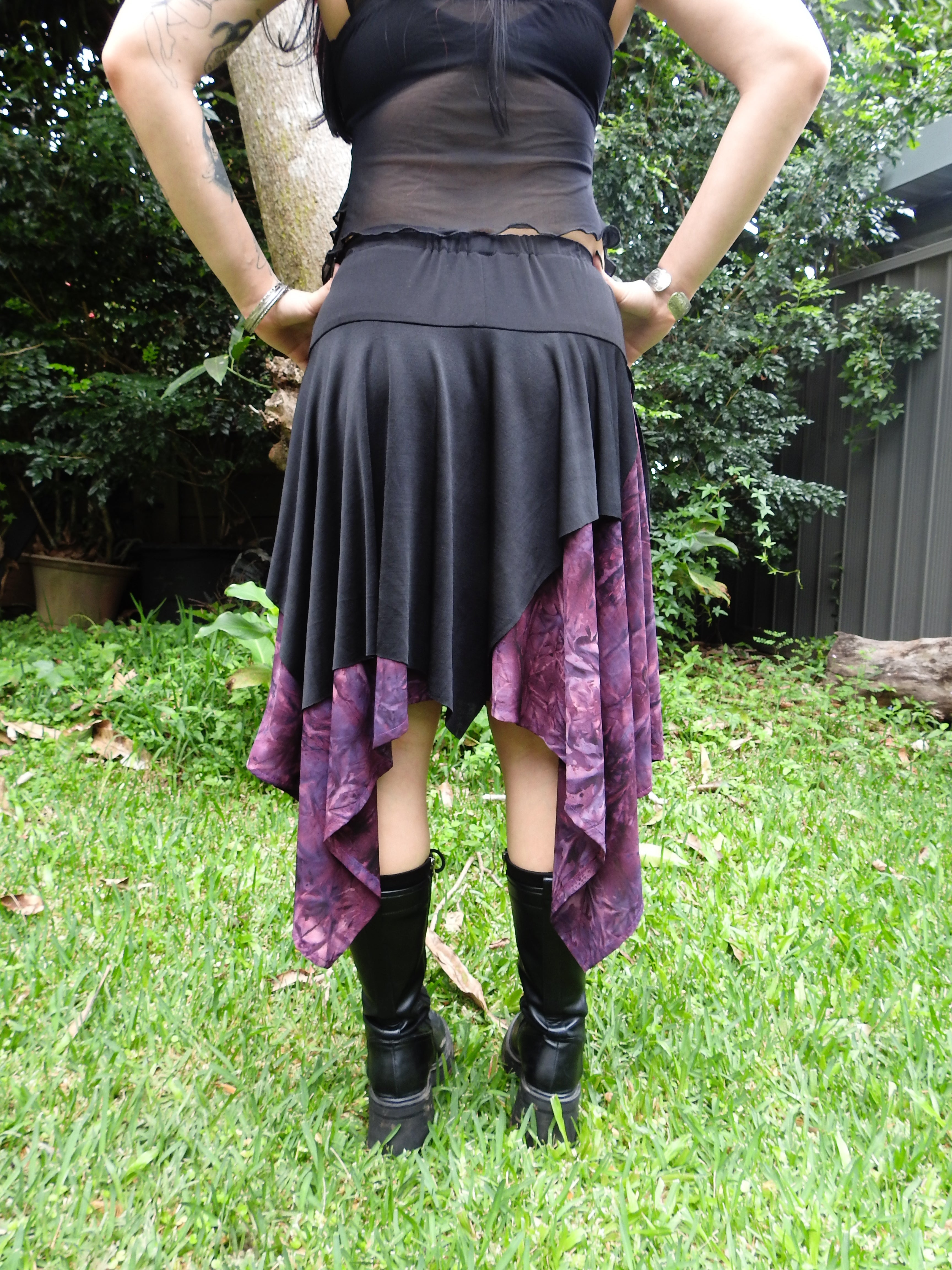 Twyla Skirt - Purple and Black Hanky Hem (size 14-16)