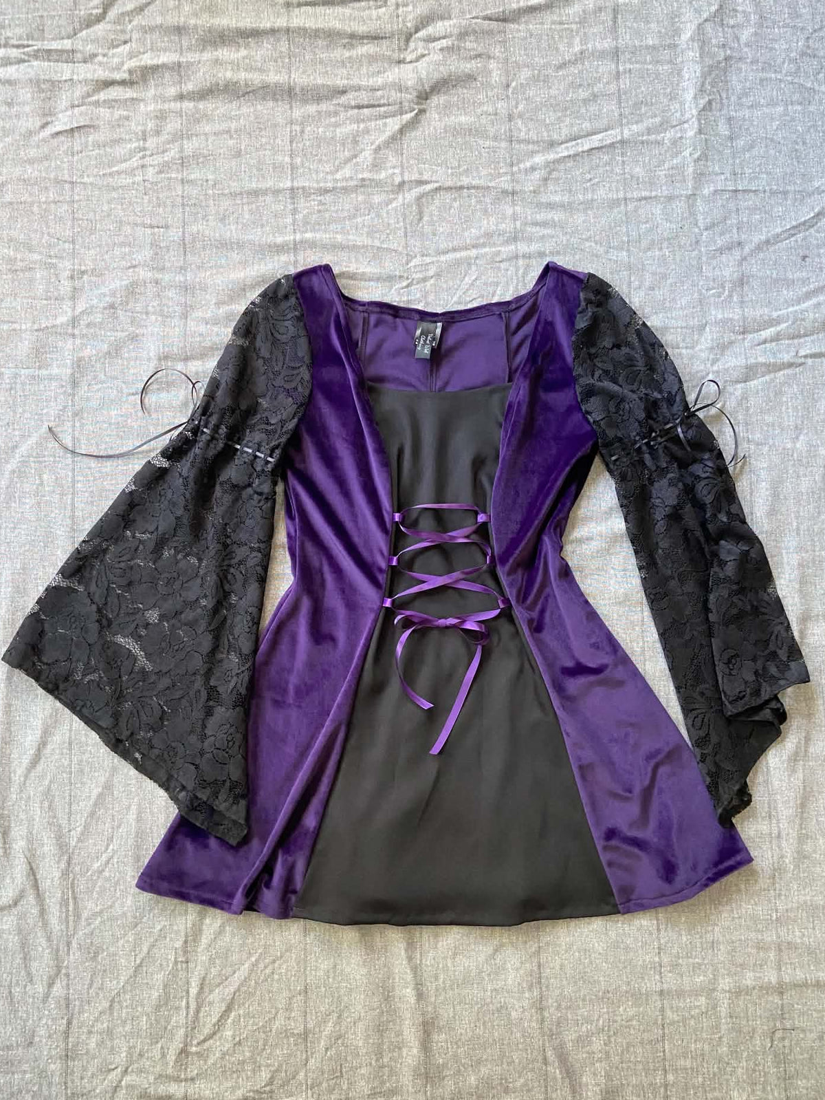 Cordelia Dress - Purple Velour with Lacing (Size 16)