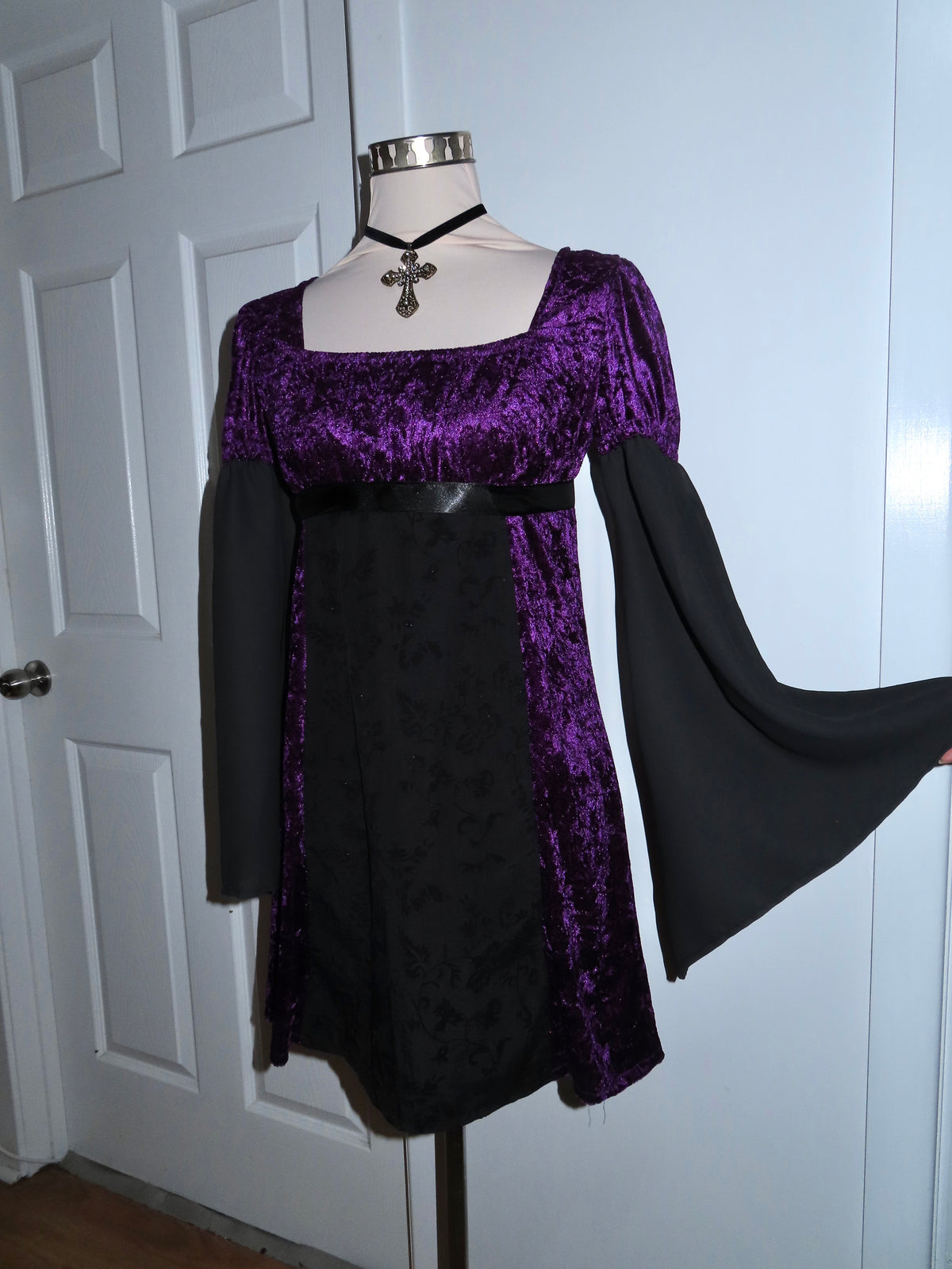 Adeline Dress - Purple Velour (Size 10-12)