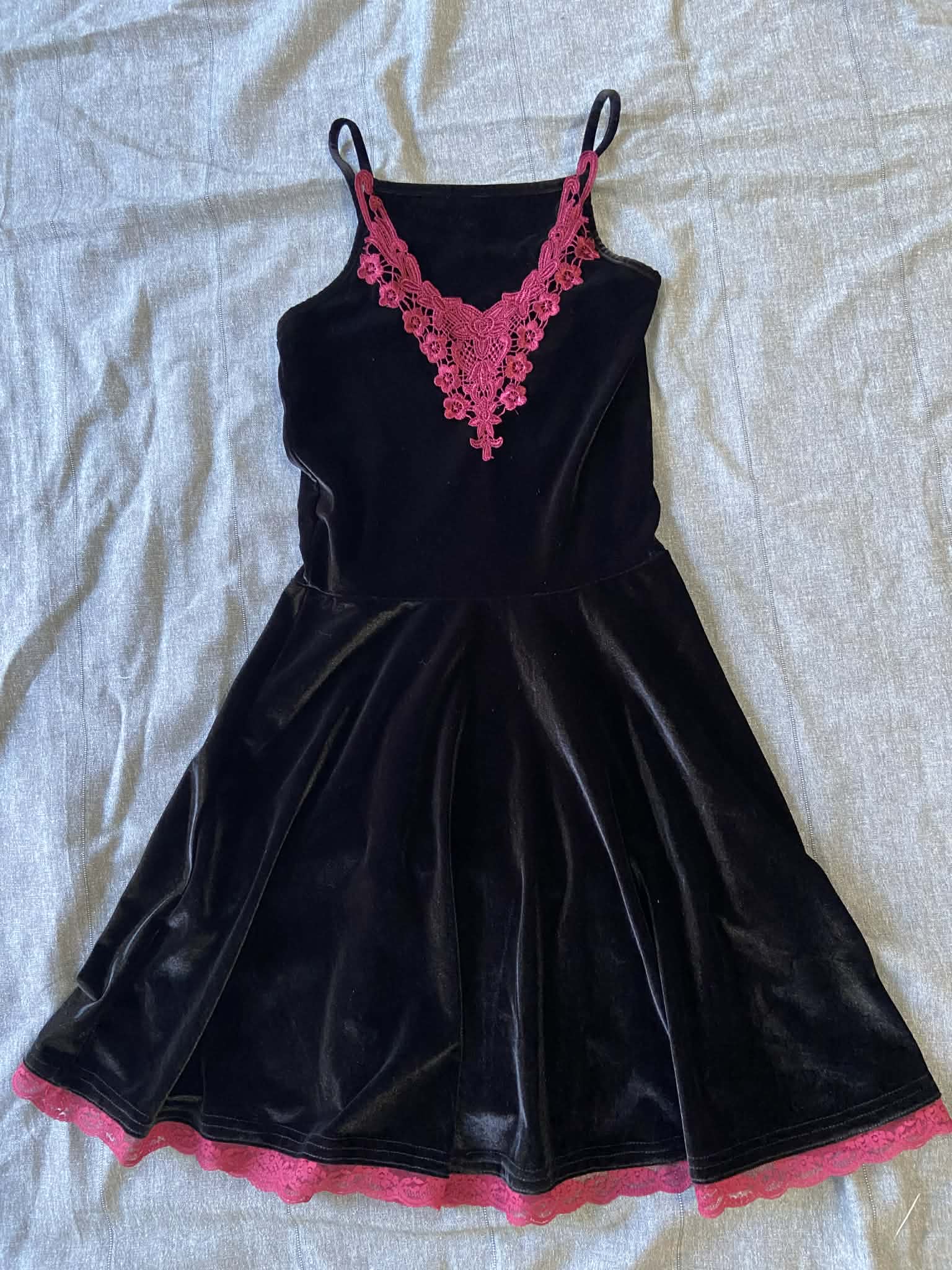 Revamped - Velour Skater Dress with Guipure Lace (6-8)