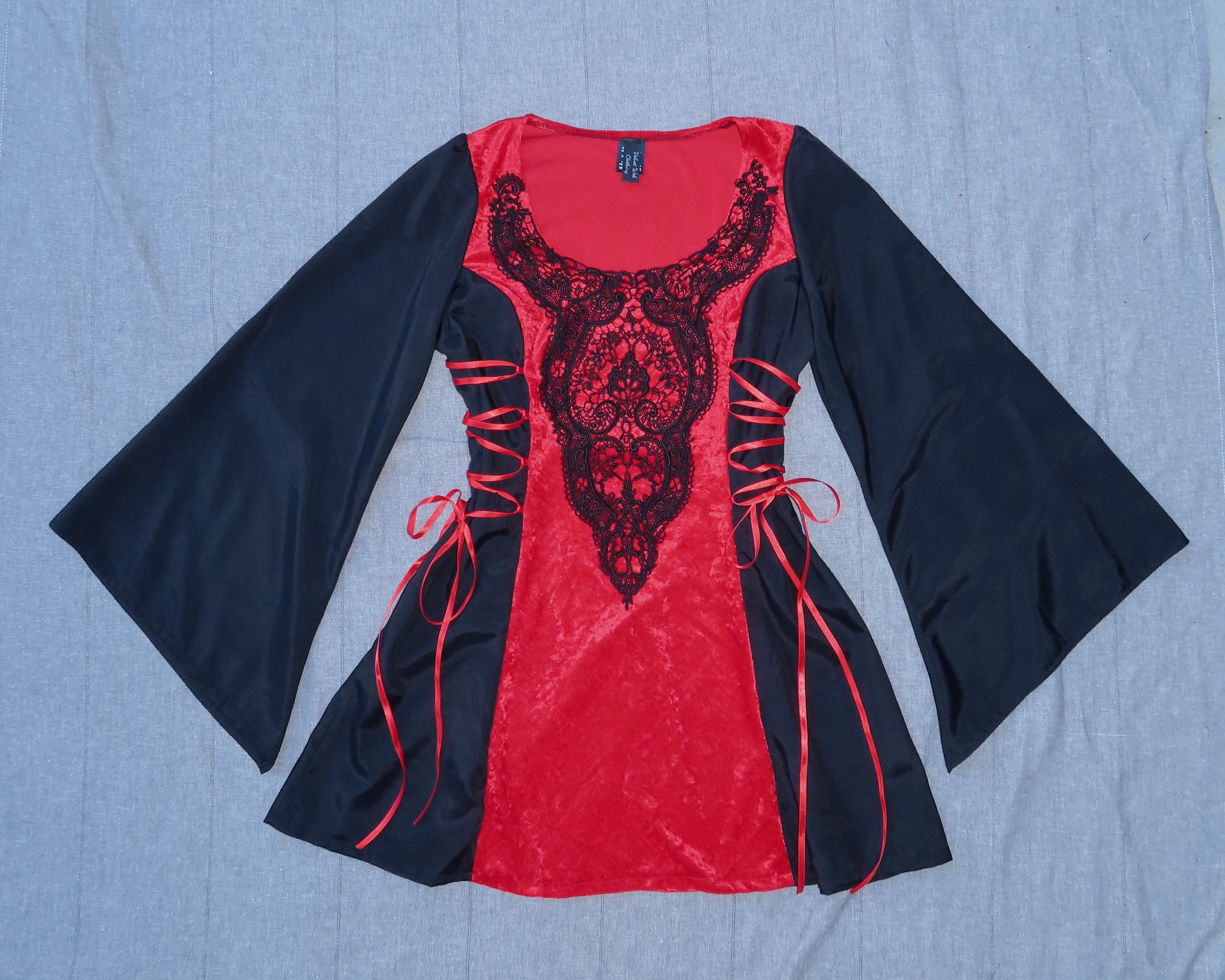 Lenore Dress - Red and Black with Side Lacing (size 12-14)