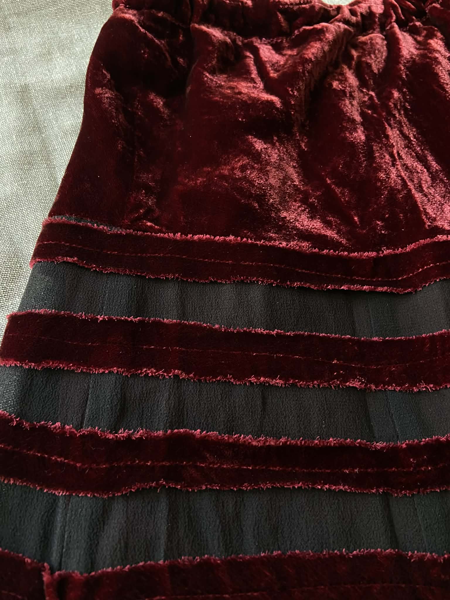 Vintage Dark Red Velvet Stripe Skirt (size 12)