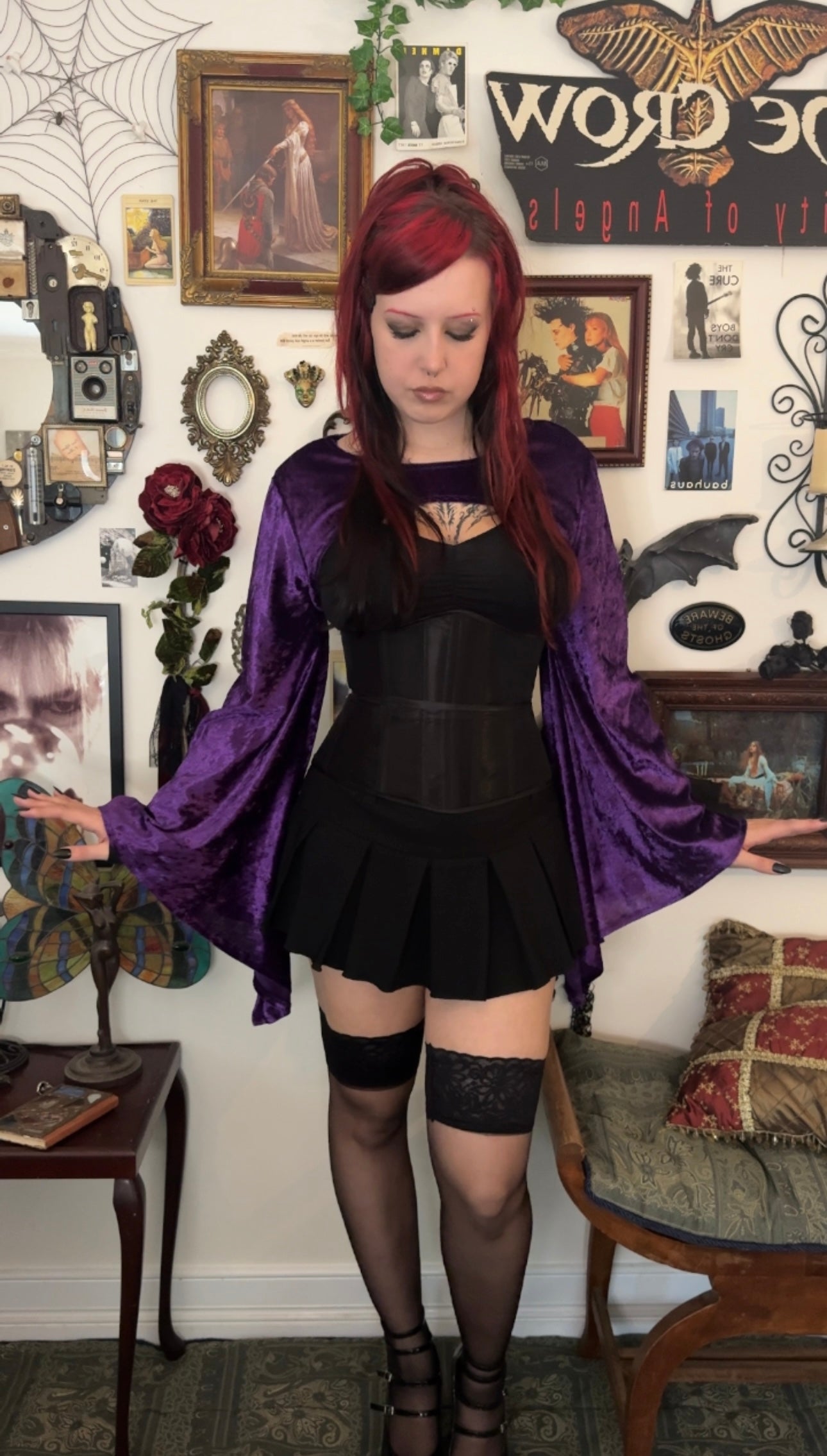 Lucinda Bolero Top - Purple Crushed Velour (L-XL)