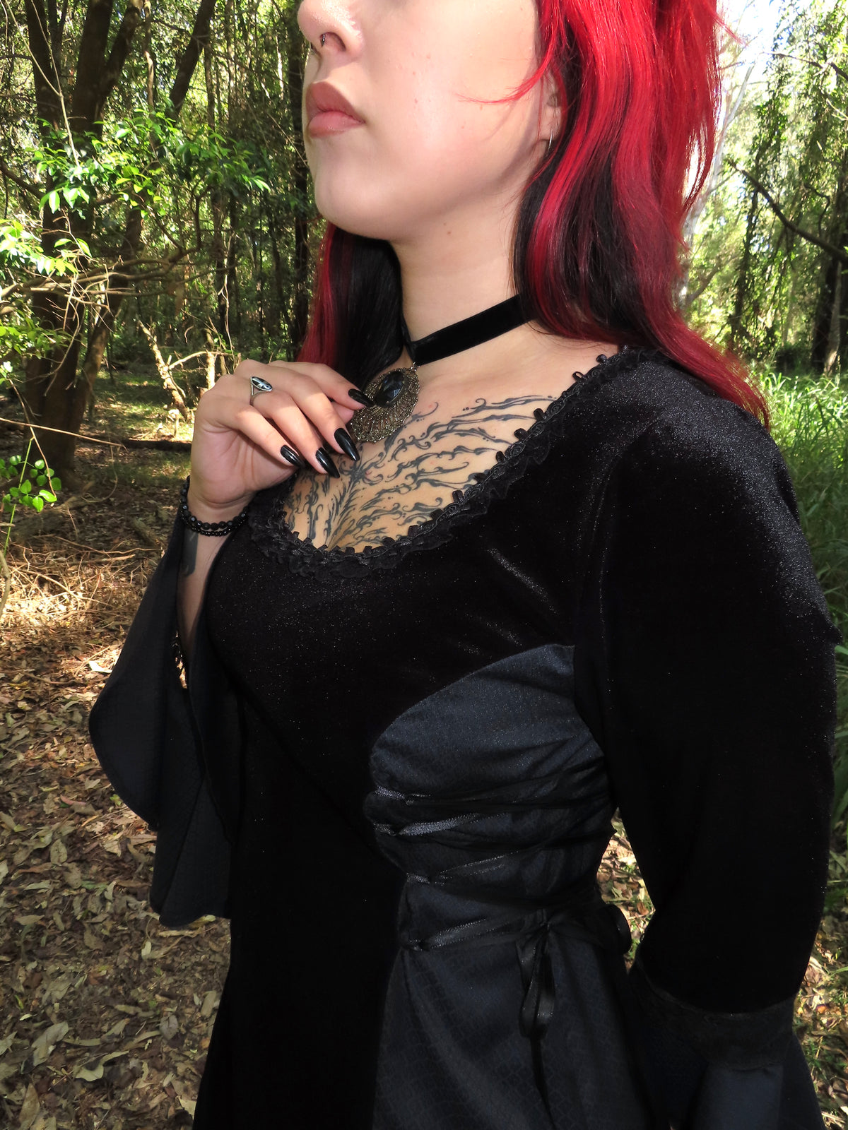 Lenore Dress - Black with Side Lacing (size 12-14)