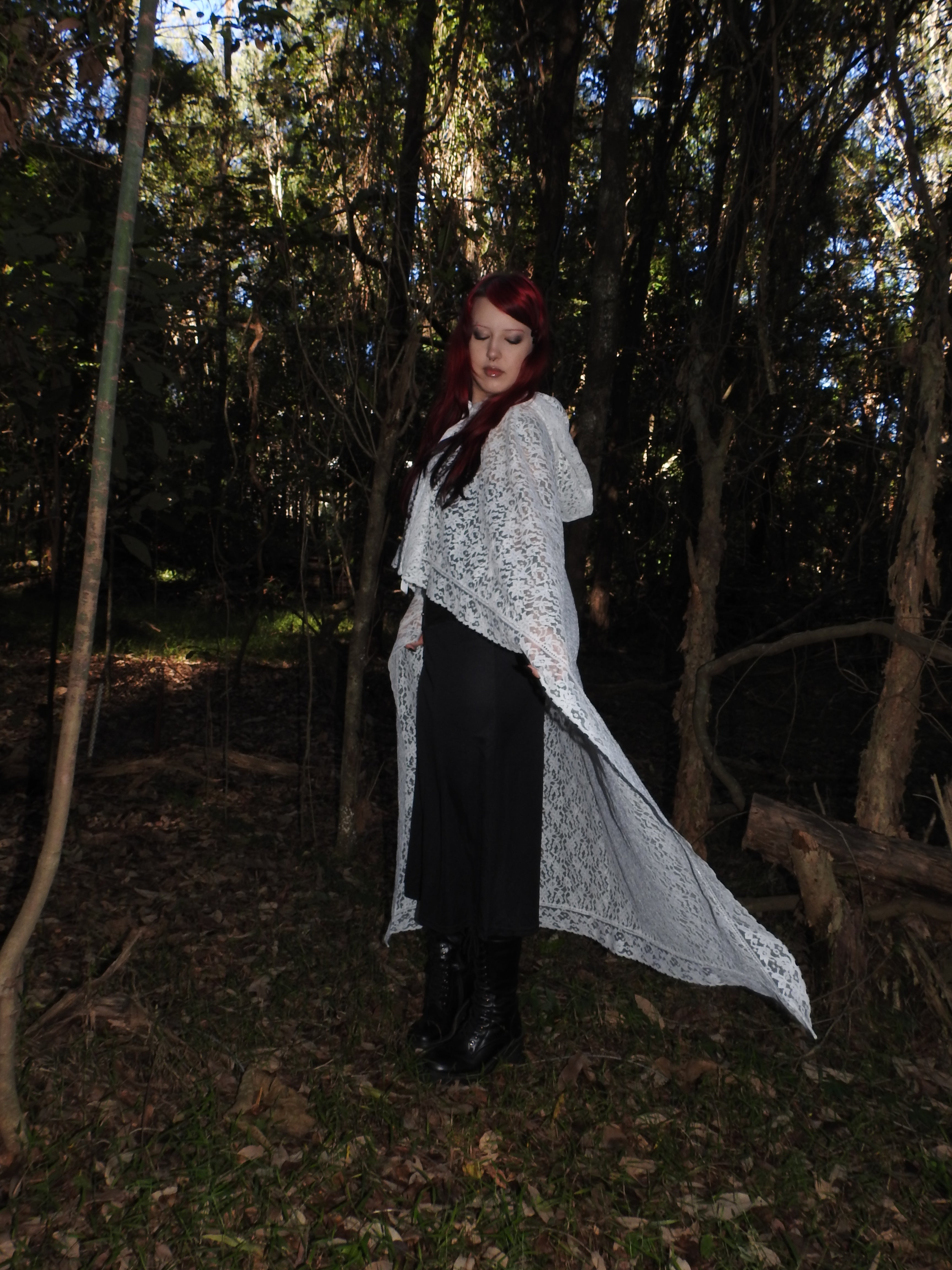 White Lace Cape with Hood