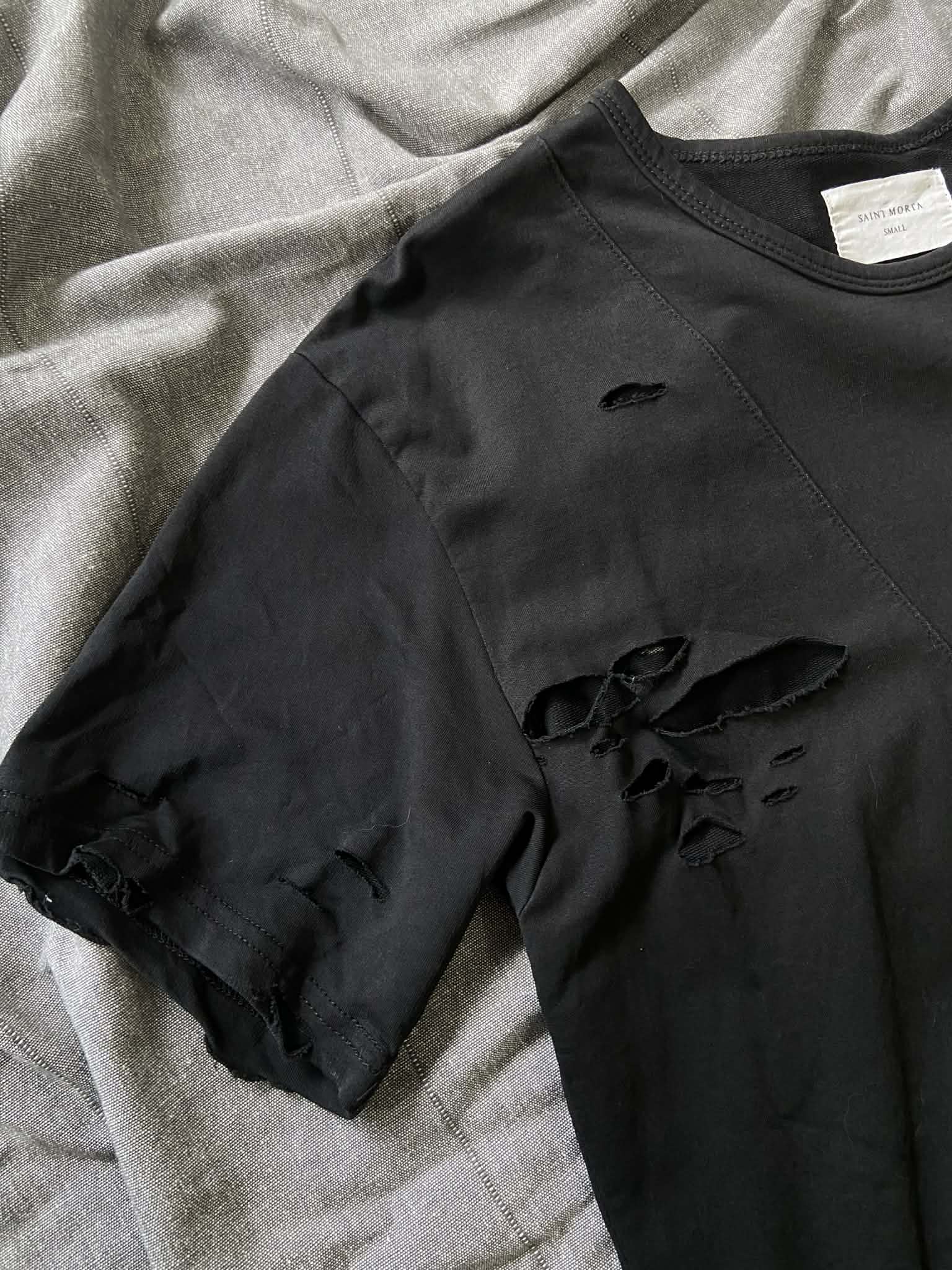 Vintage Black Tshirt with Distressing (Size S)