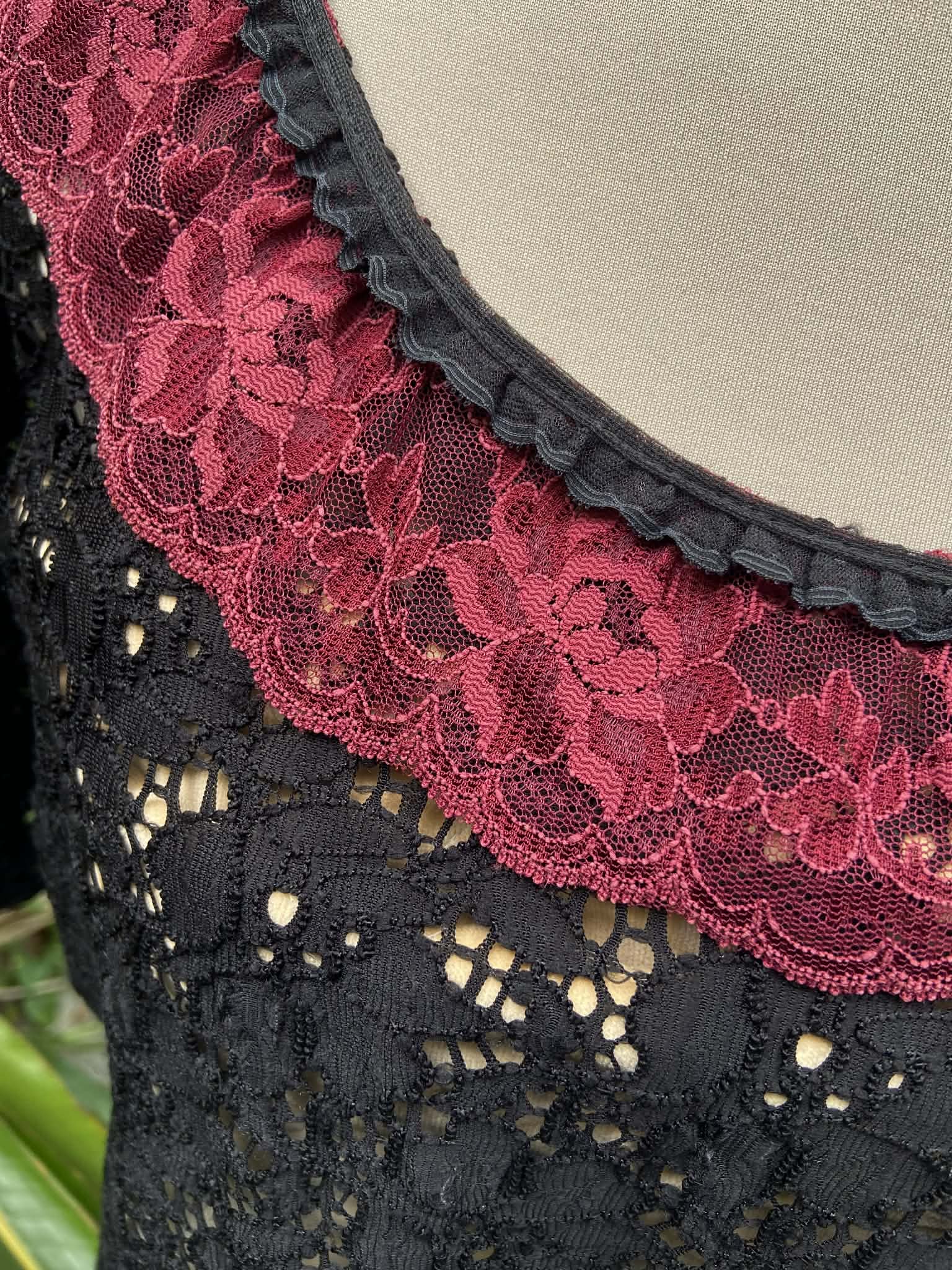 Revamped - Lace Top with Frill Trim (Size 16)