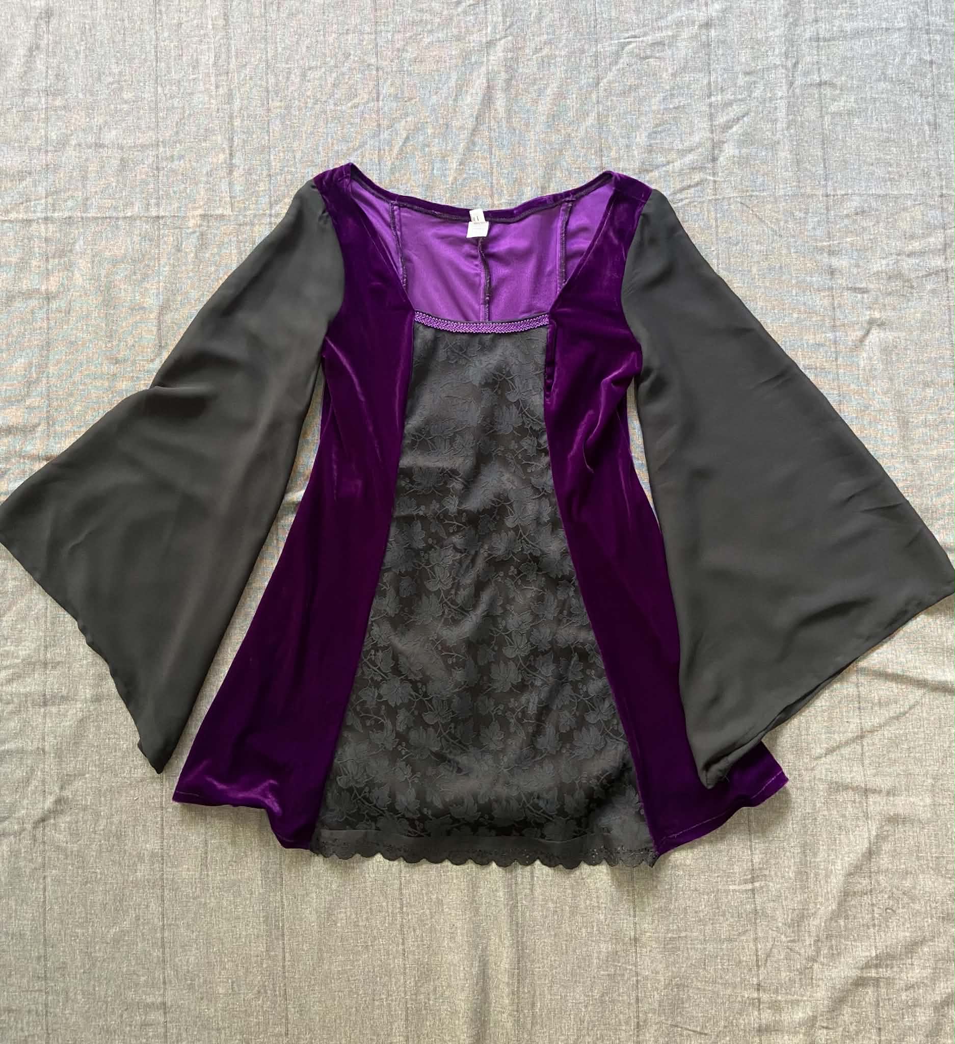 Cordelia Dress - Purple Velour with Black Brocade (Size 14-16)