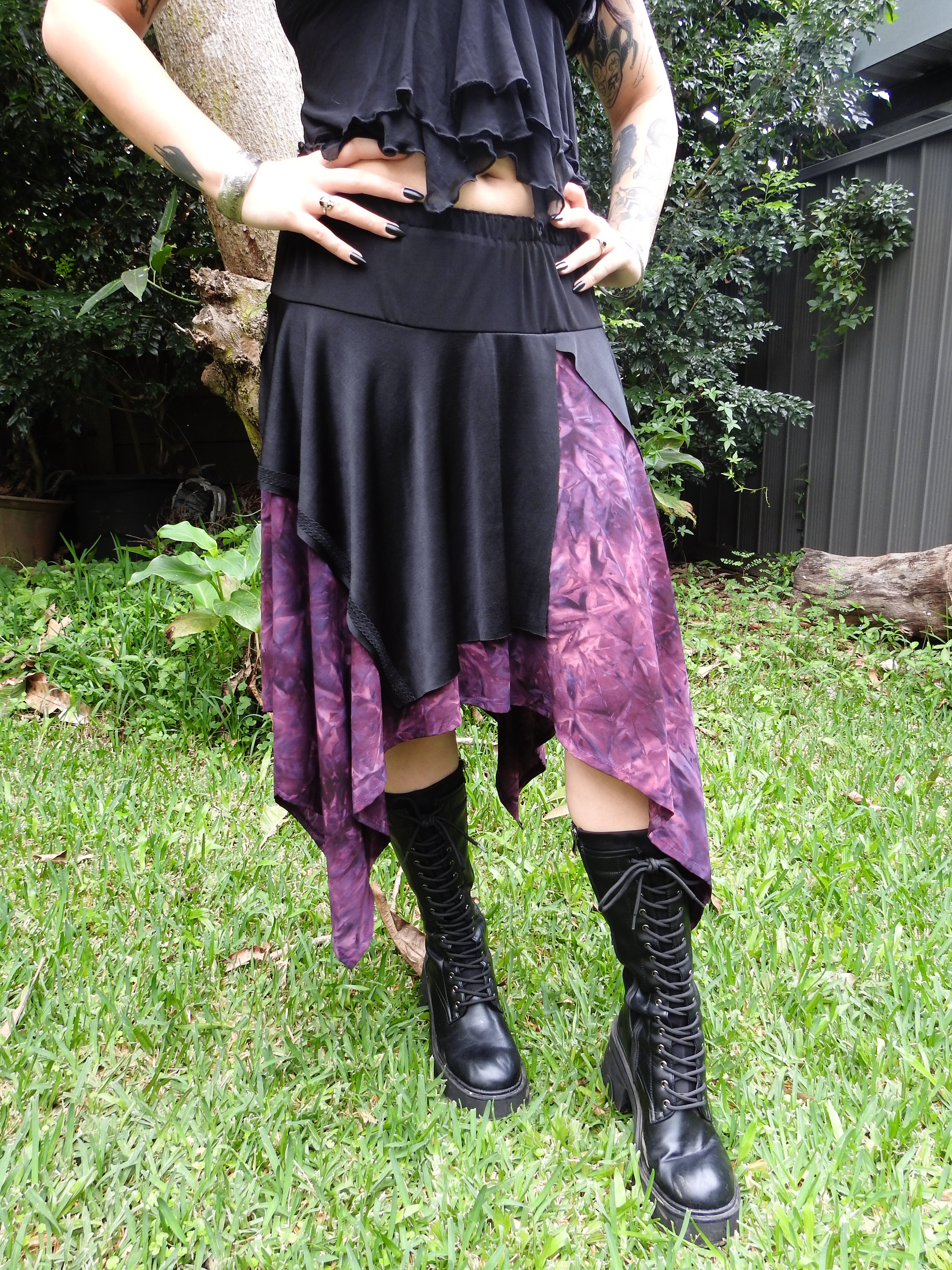 Twyla Skirt - Purple and Black Hanky Hem (size 14-16)