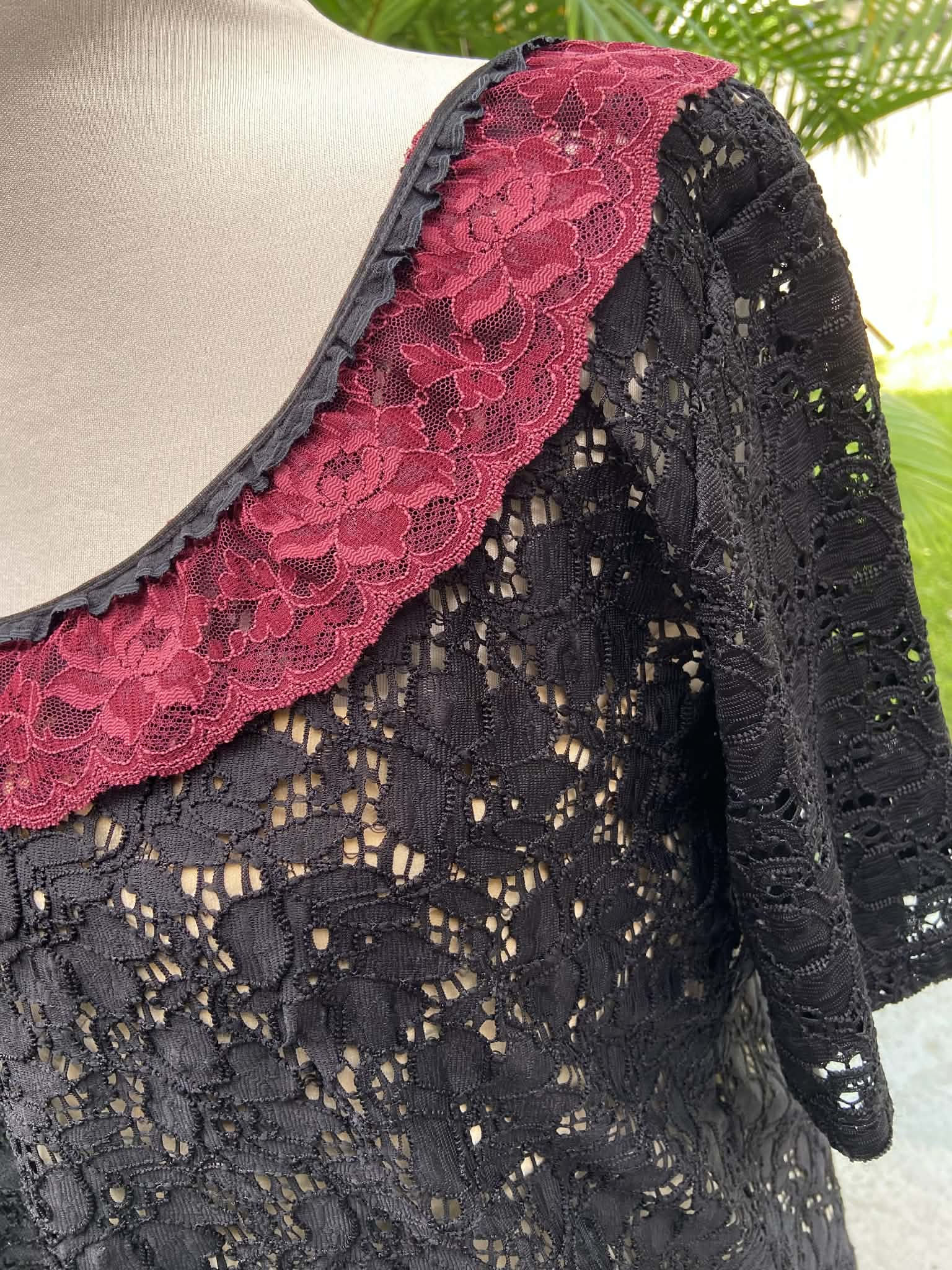 Revamped - Lace Top with Frill Trim (Size 16)